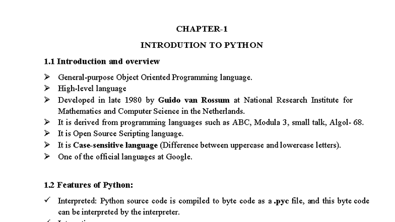 Python 1.1: Introduction to Object-Oriented Programming and Features ...