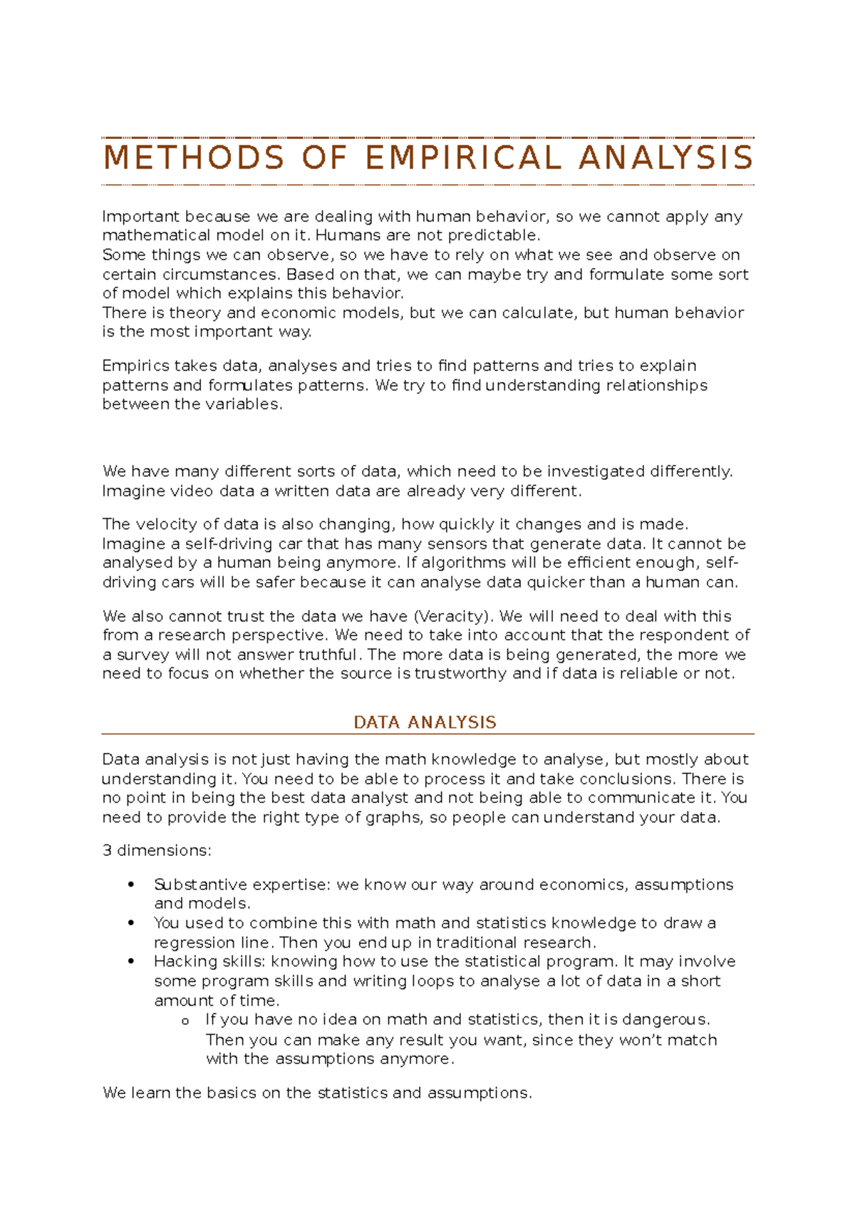 Methods of empirical analysis module 1 - Radboud Universiteit - Studeersnel