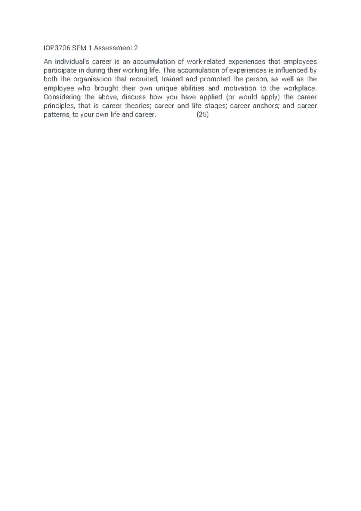 IOP3706 2024 SEMESTER 1 ASSESSMENT 2 QUESTIONS - IOP3706 SEM 1 ...