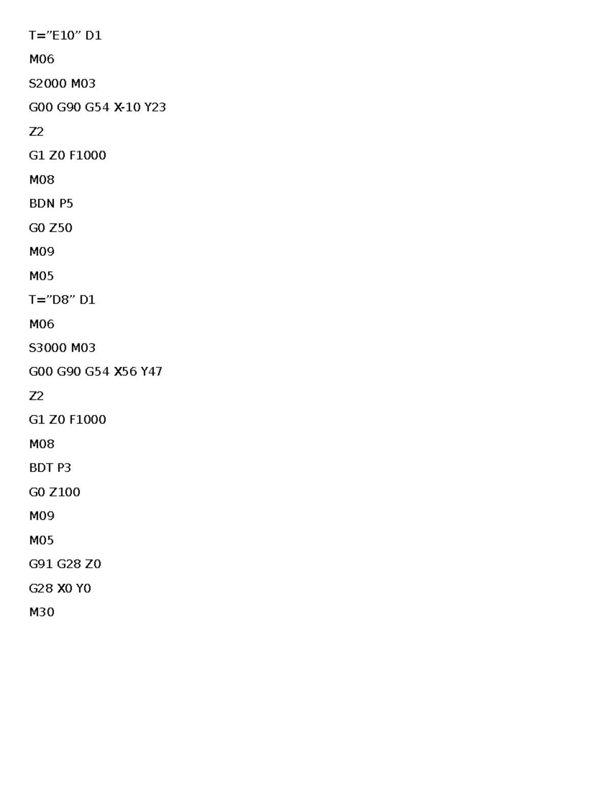 G-Code Programming Example for BAI 1 Course - Studocu