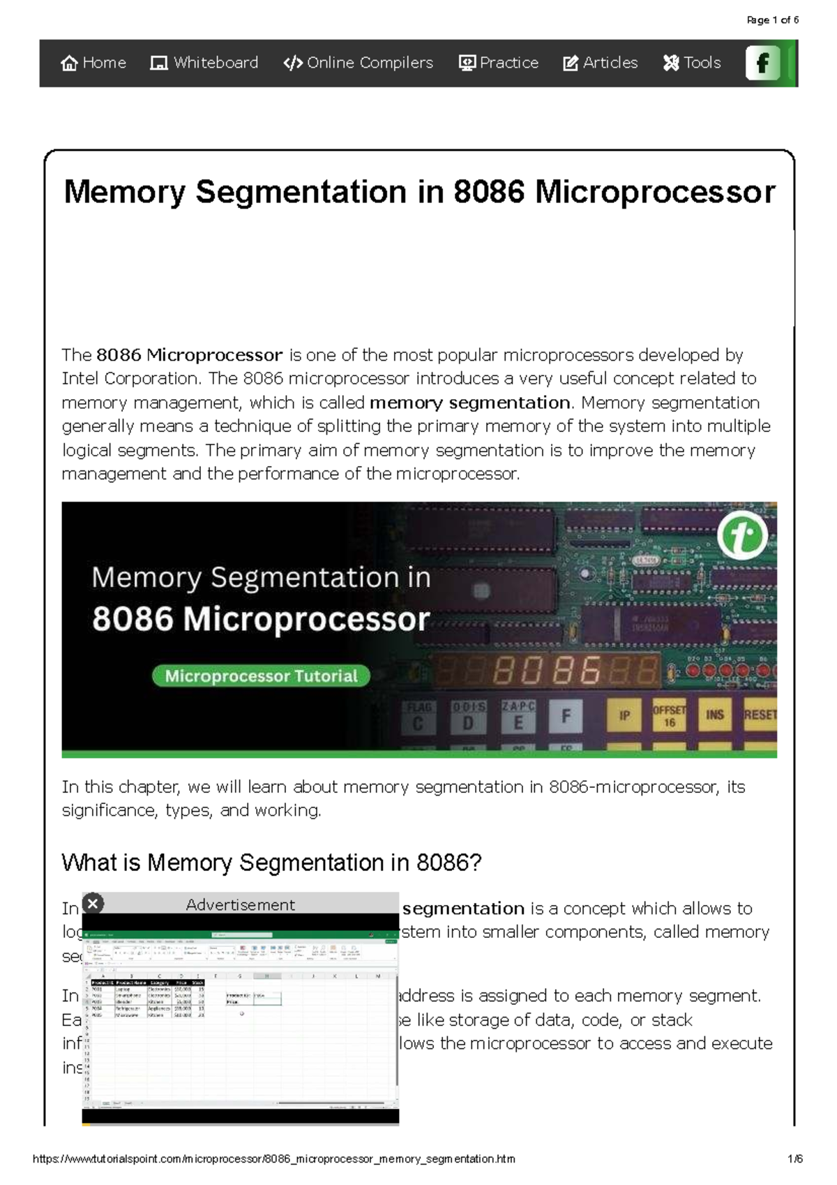 Memory Segmentation in 8086 Microprocessor: Concepts & Types - Studocu