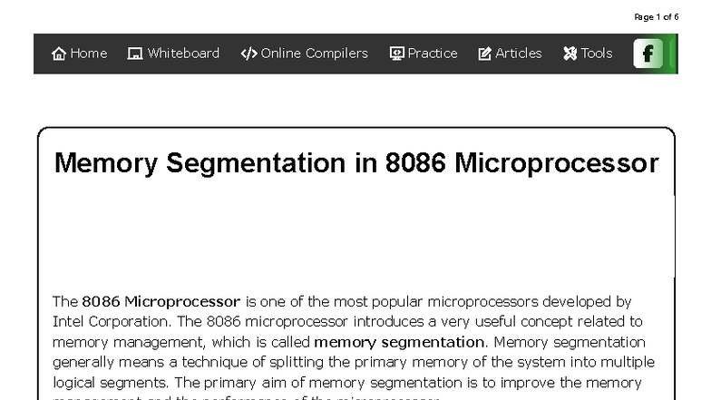 Memory Segmentation in 8086 Microprocessor: Concepts & Types - Studocu