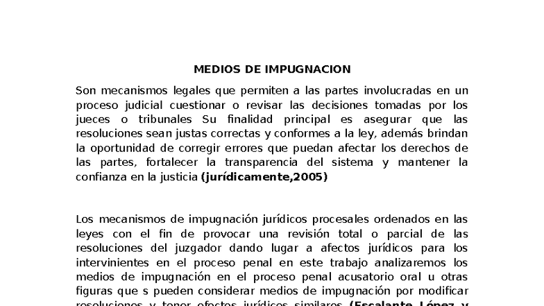 Medios de Impugnación en el Proceso Penal - Clase 15 NOV - Studocu