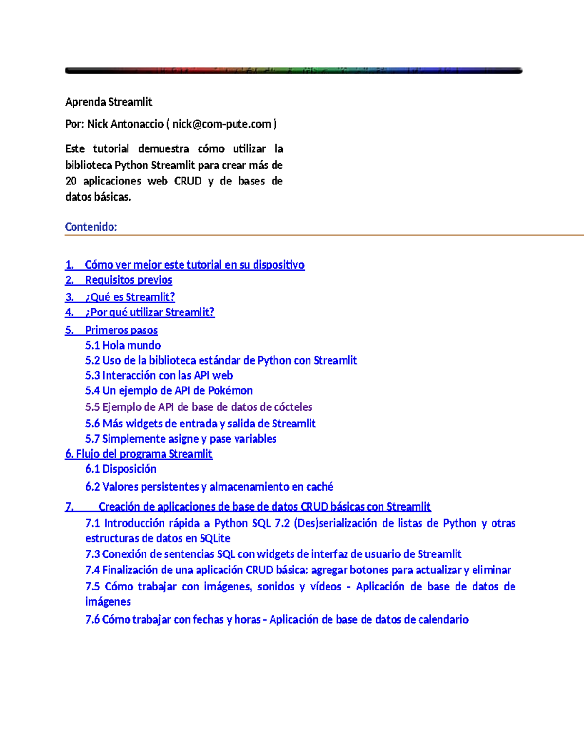 Streamlit Python - Aprenda Streamlit Por: Nick Antonaccio ( nick@com ...