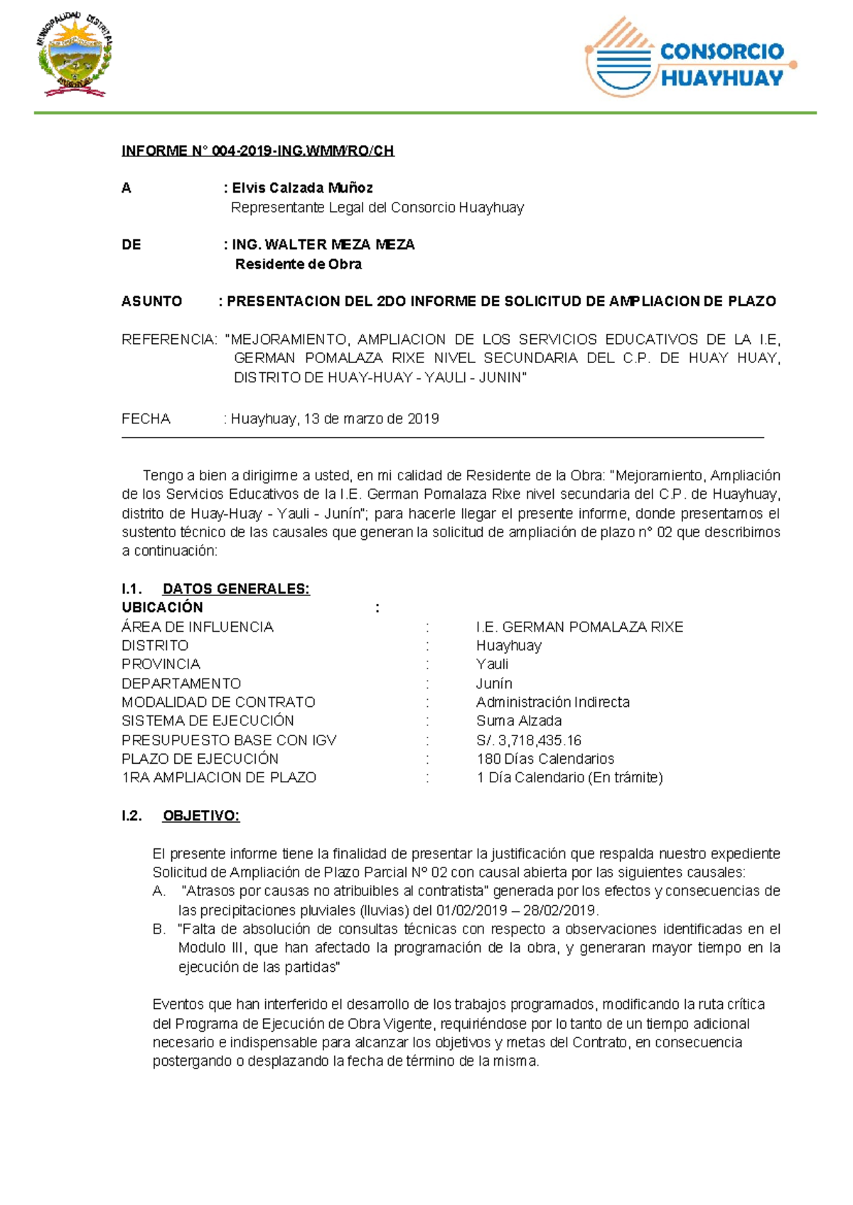 Informe Técnico: Solicitud de Ampliación de Plazo Parcial Nº 02 - I.E. German - Document Preview