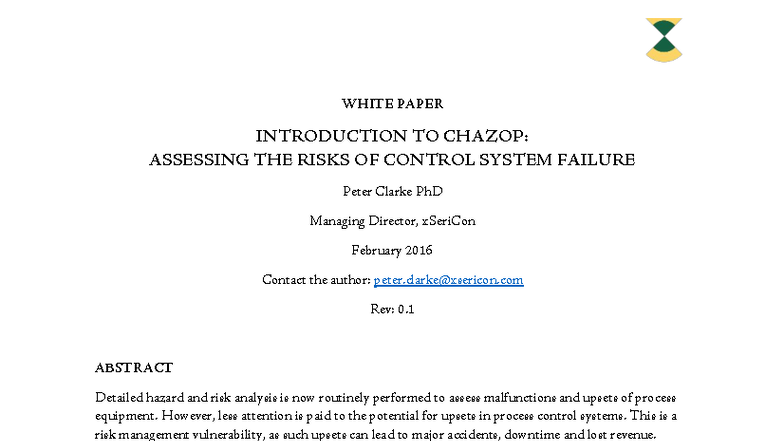CHAZOP: A Comprehensive Guide to Control System Risk Analysis - Studocu