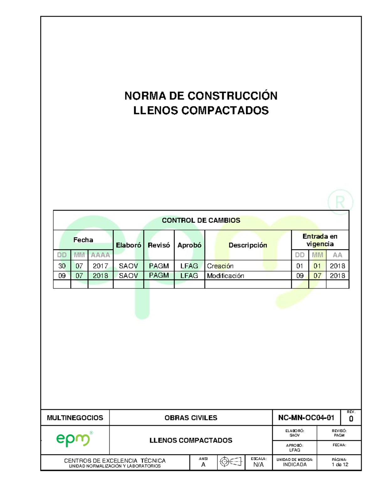 NC MN OC04 01 Especificaciones para Llenos Compactados en Construcción - Document Preview