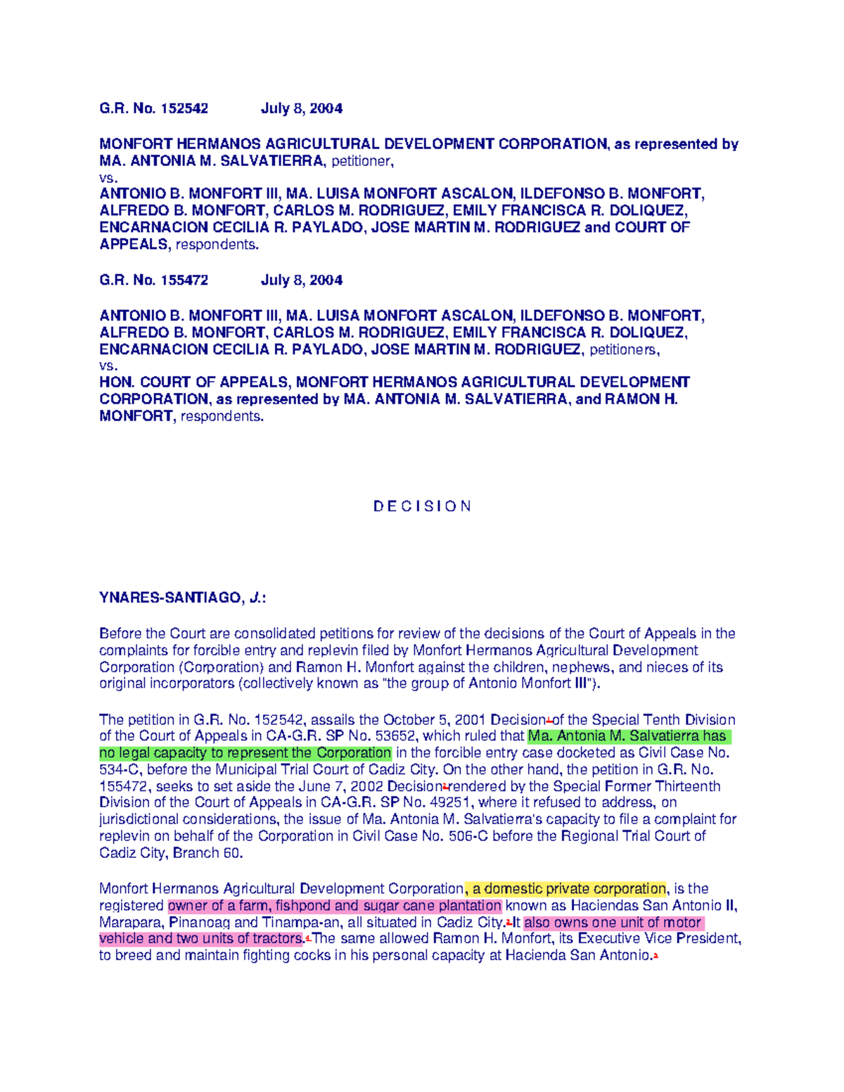 Legal Review: Monfort Hermanos Agri. Dev. Corp. vs. Monfort III (G. Nos ...