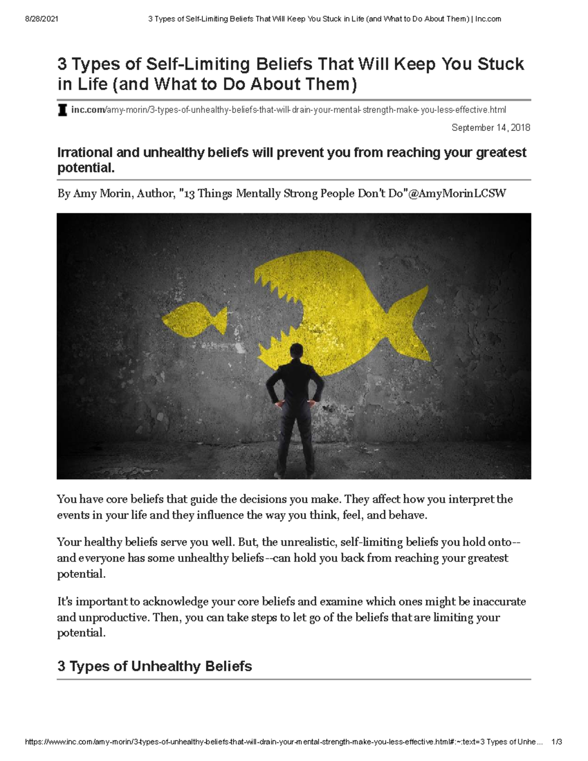 3 Types of Self-Limiting Beliefs and How to Overcome Them - Studocu