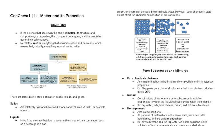 GenChem1 1.1: Understanding Matter and Its Properties - Studocu