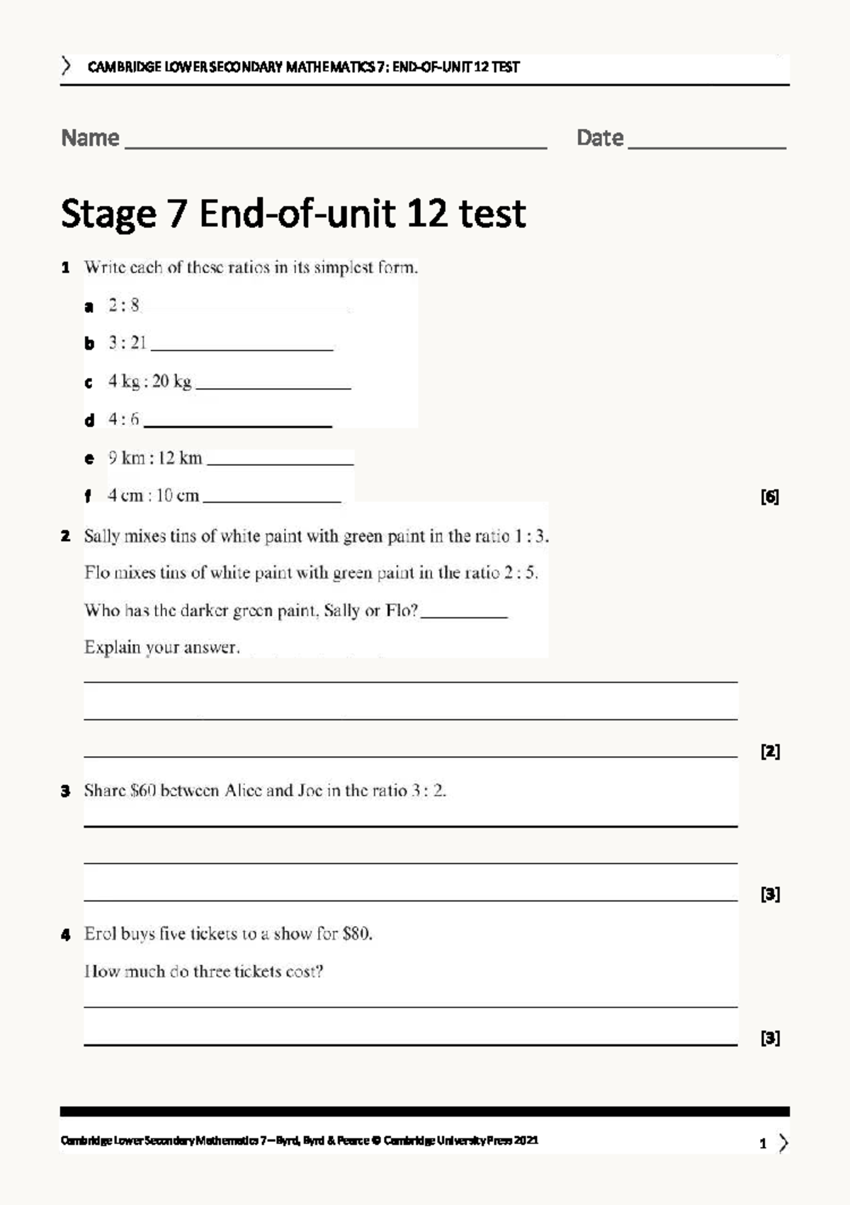 End of unit 12 - Unit 12 practise - toán ôn tập lớp 12 - CAMBRIDGE ...