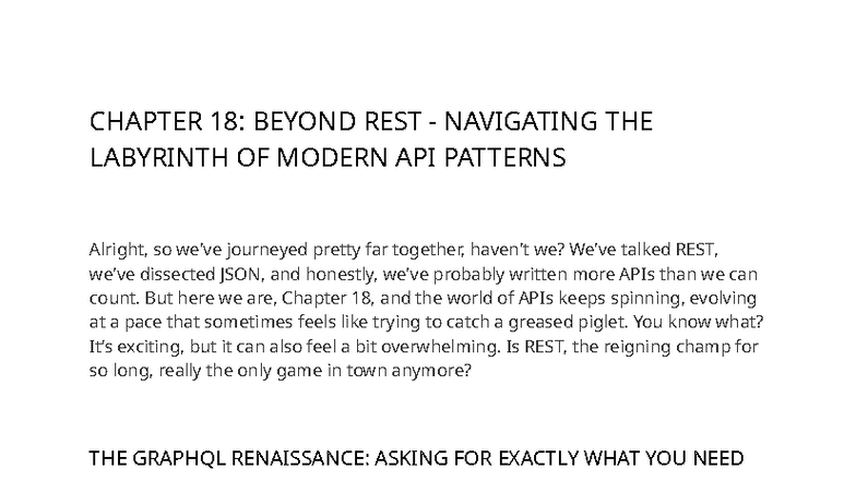 CHAPTER 18: NAVIGATING MODERN API PATTERNS IN API DESIGN - Studocu
