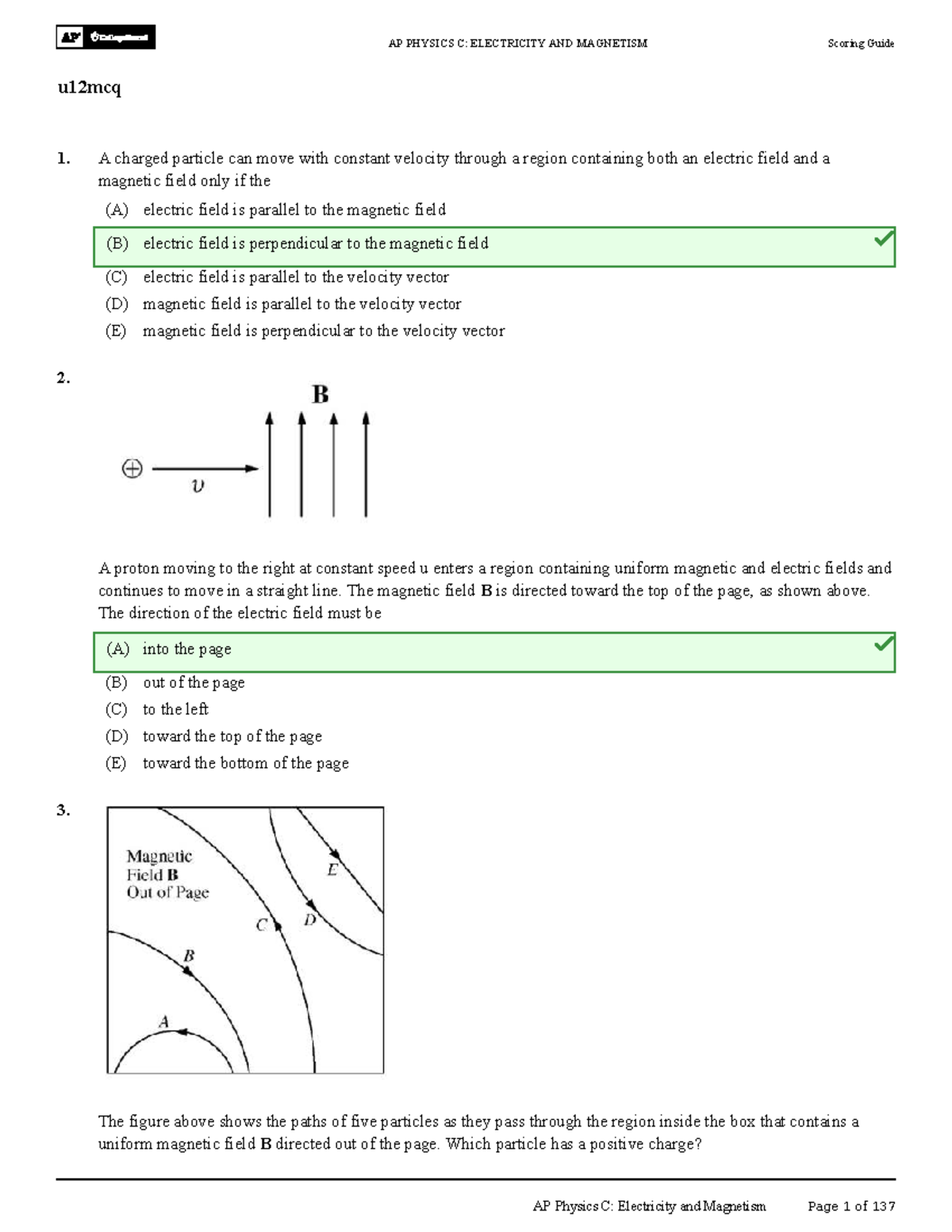 AP PHYSICS C: ELECTRICITY AND MAGNETISM Unit 12 MCQ Practice Guide ...