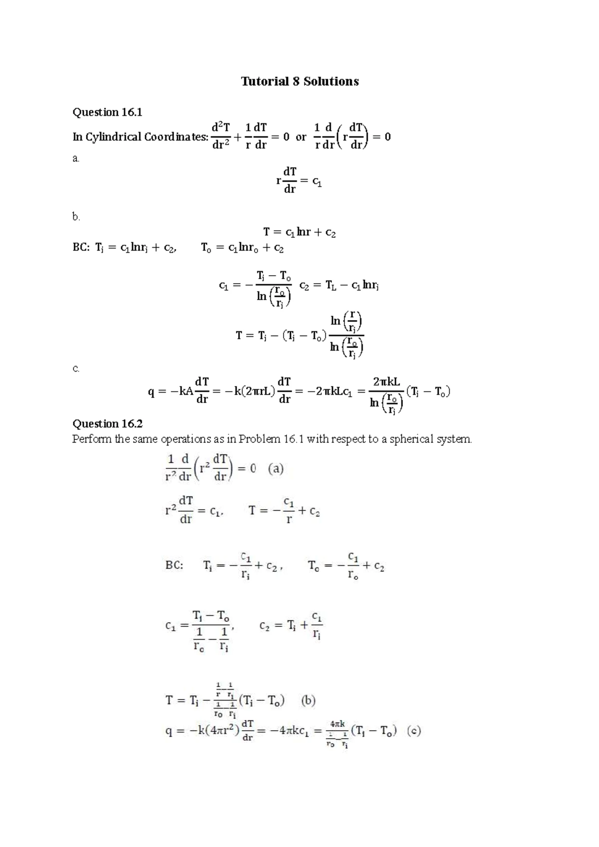 Tutorial solution - COP 321 - Tutorial 5 Solutions Problems 8, 8, 8, 8 ...