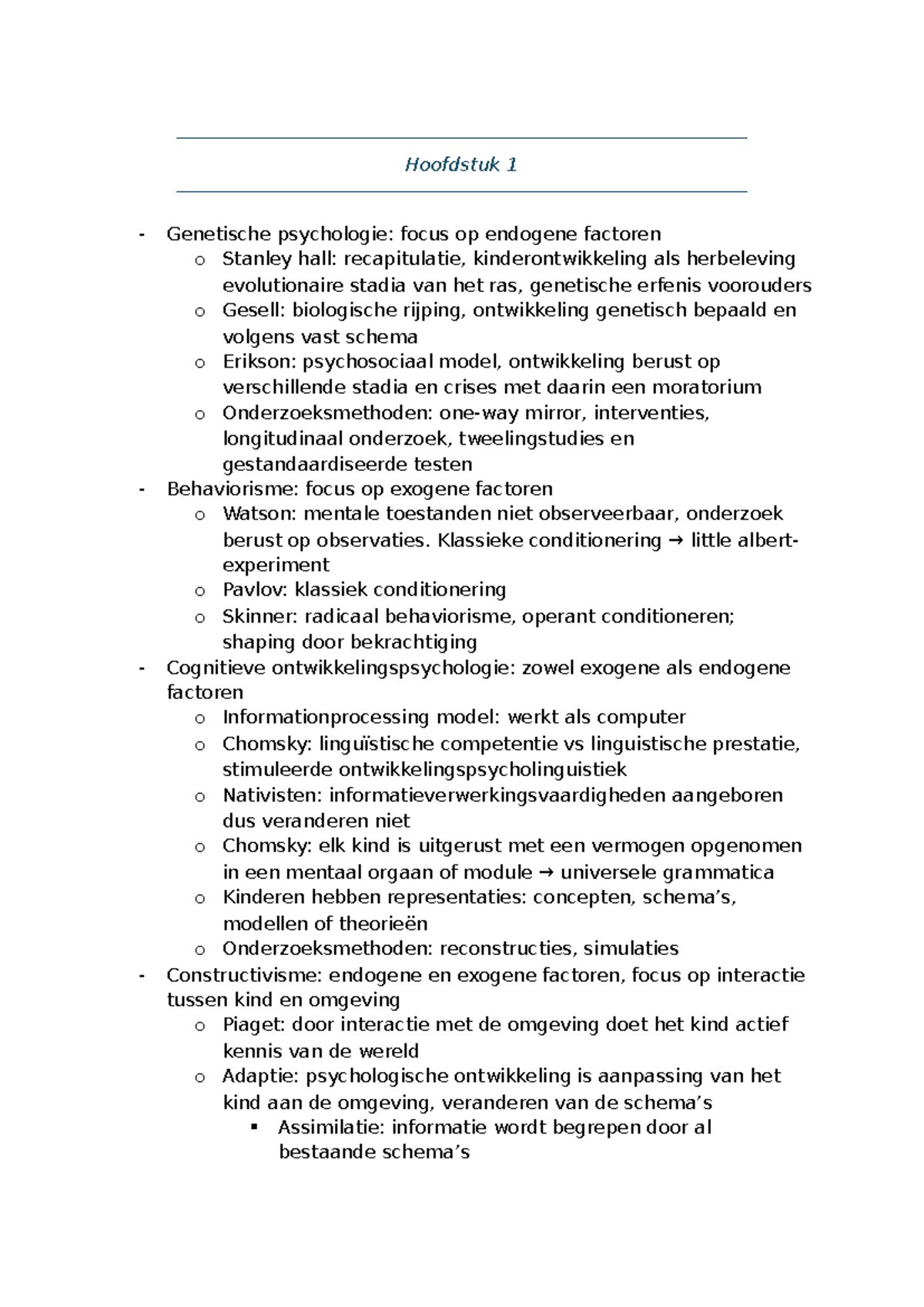 OWP Samenvatting: Ontwikkelingspsychologie Hoofdstukken 1-8 - Studeersnel
