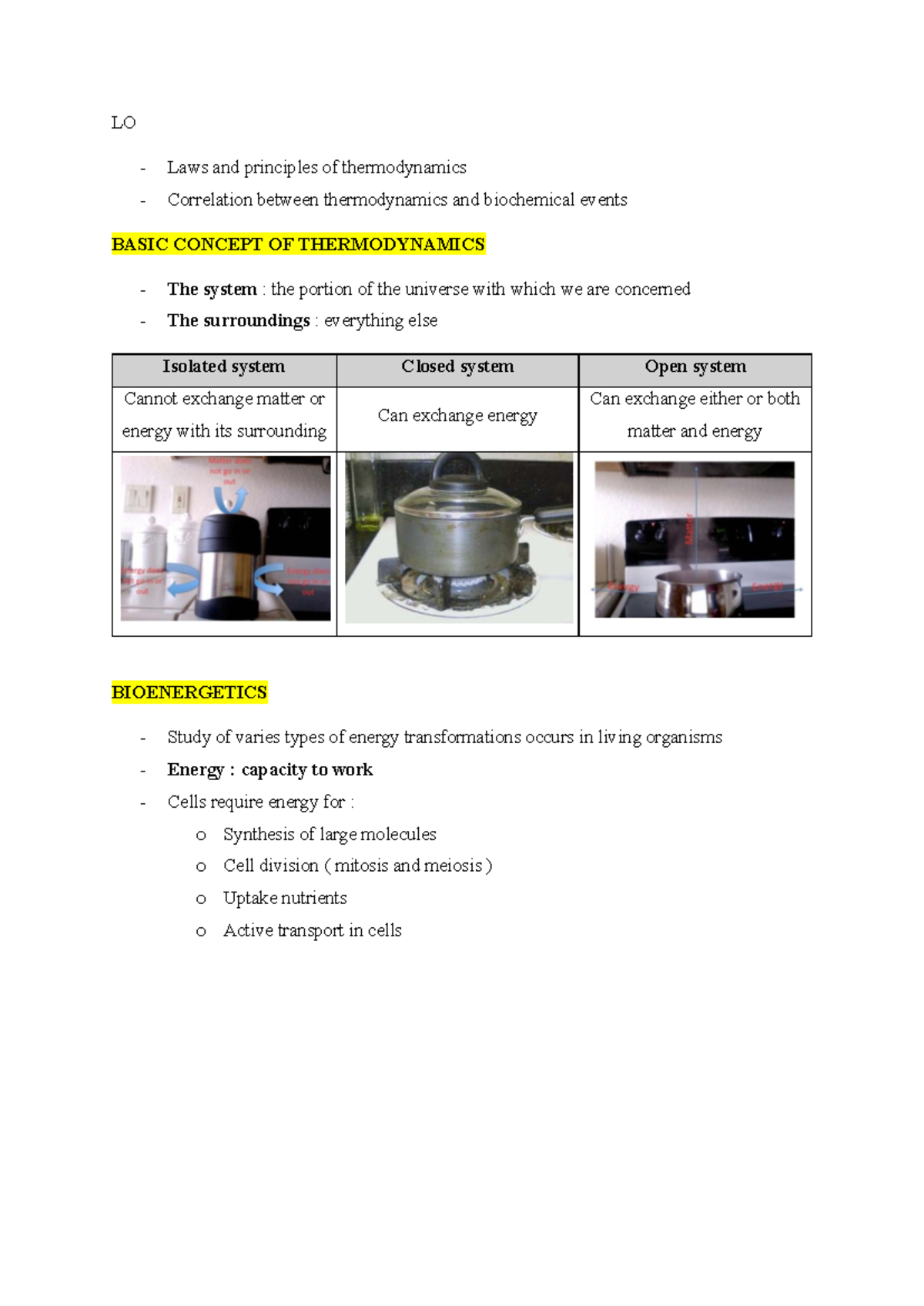 Thermodynamics - NOTES CH 3: Laws, Principles & Bioenergetics - Studocu