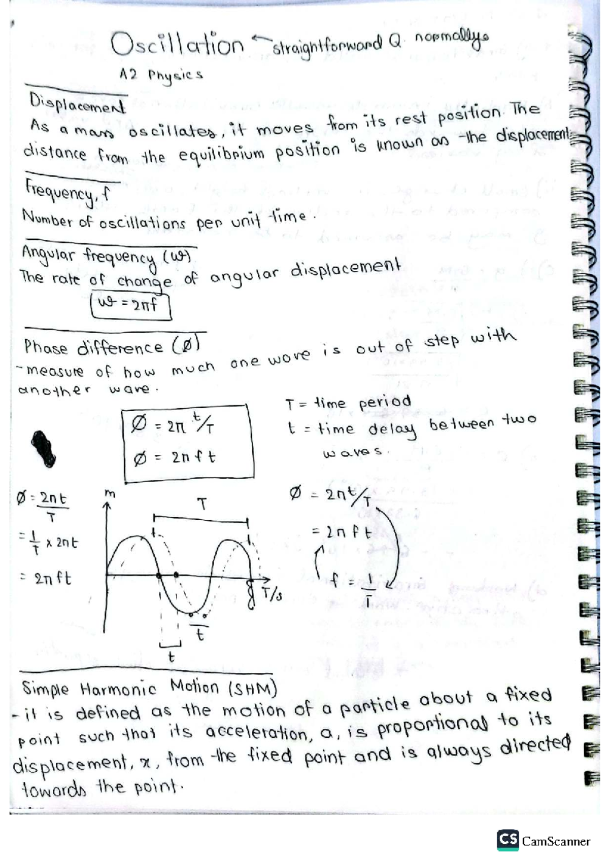 Oscillations in A2 Physics: Key Concepts and Equations - Studocu