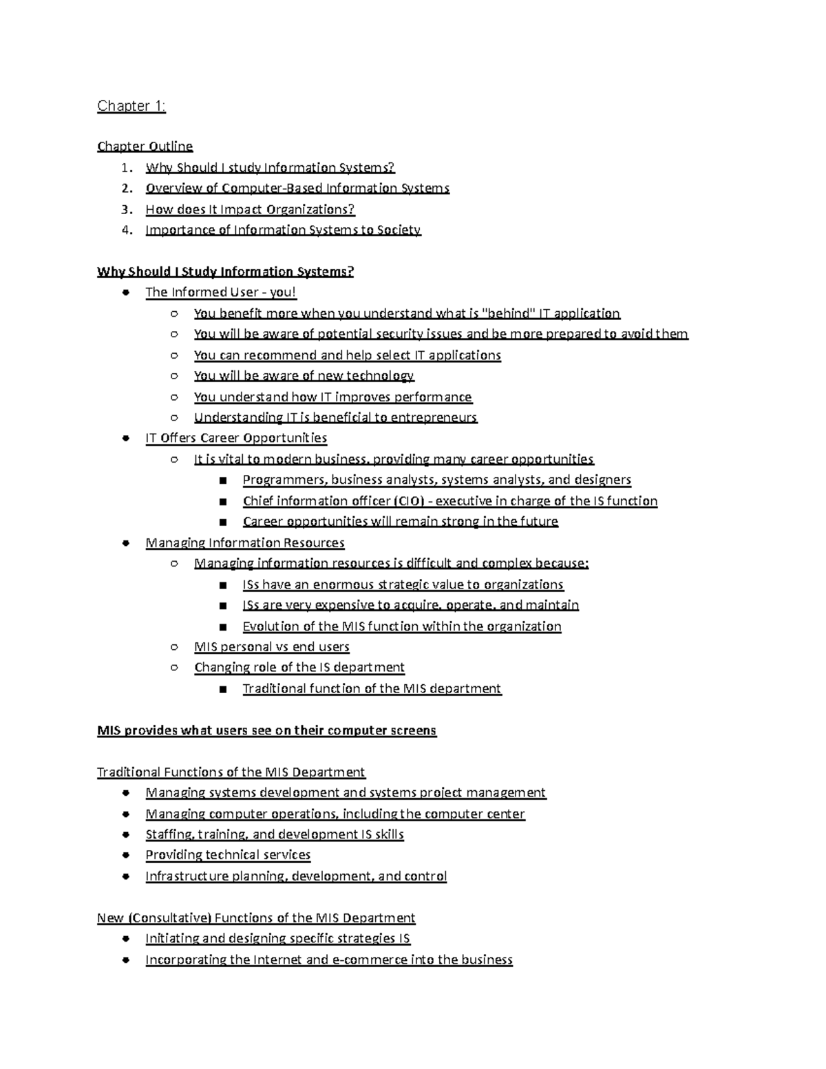 IS 101: Chapter Notes on Information Systems Insights and Concepts ...