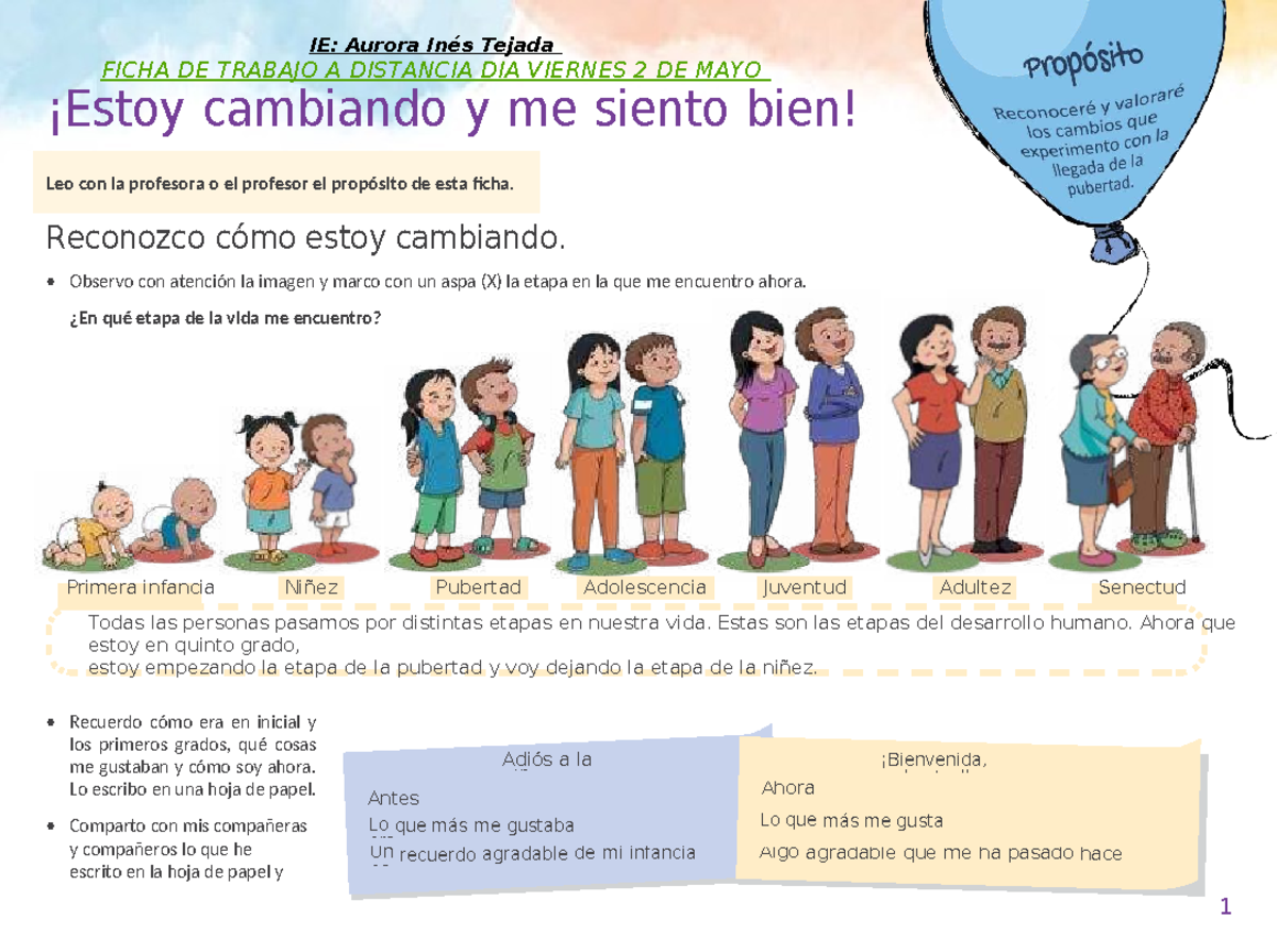 IE: Ficha de Trabajo sobre Cambios en la Pubertad - 5to Grado - Studocu