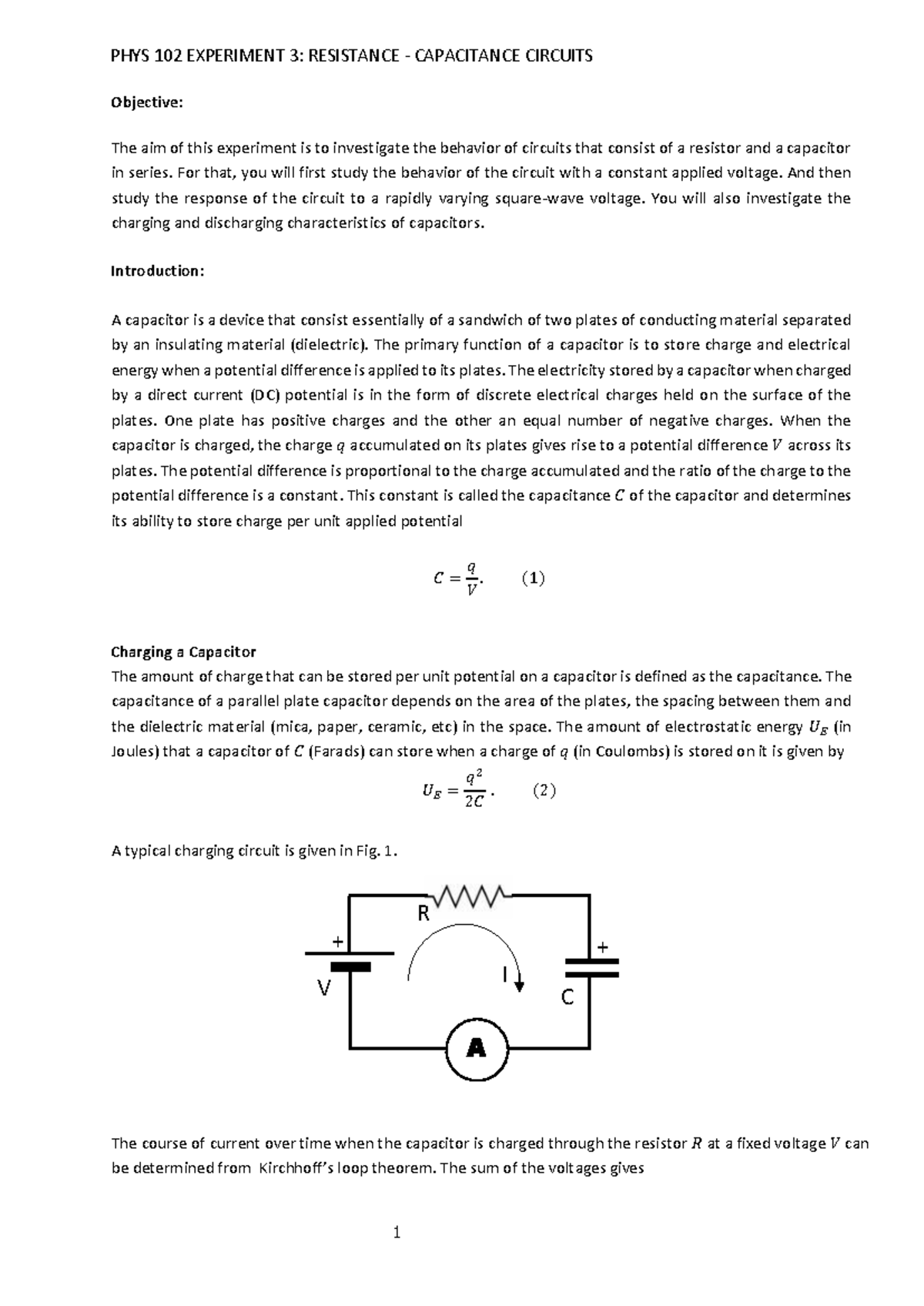 P102-Exp3 - Physics 102 lab 3 - PHYS 102 EXPERIMENT 3: RESISTANCE ...