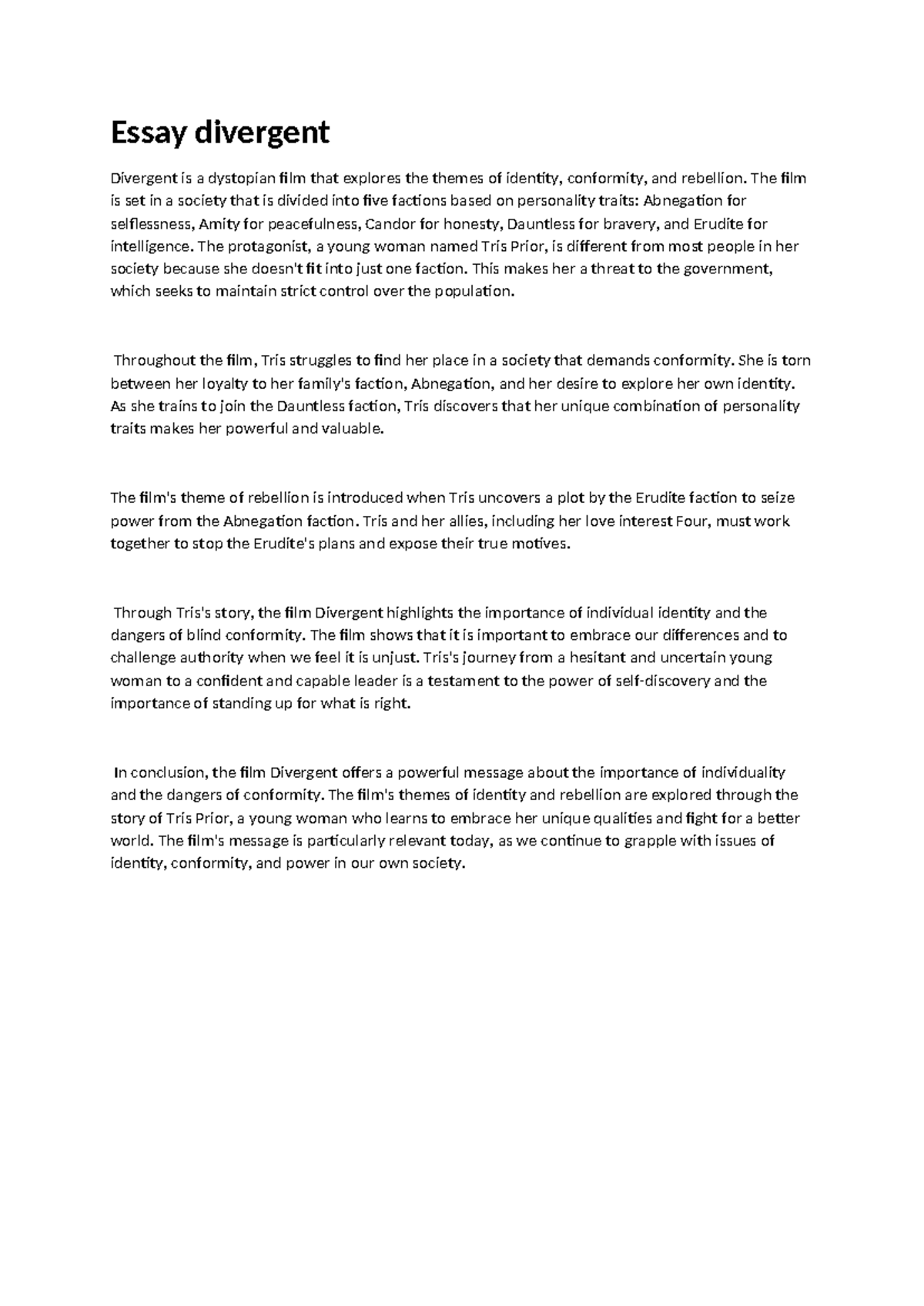 Divergent: An Essay on Identity, Conformity & Rebellion Themes ...