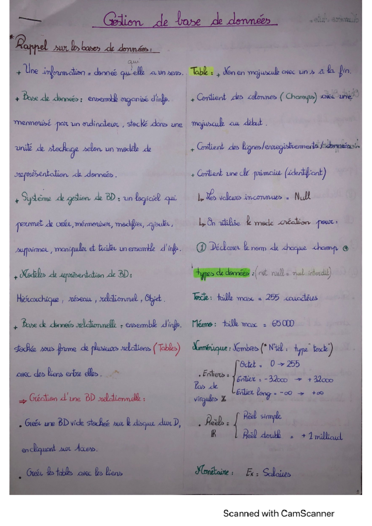 Résumé GBD 2: Concepts Clés sur la Gestion de Bases de Données - Studocu