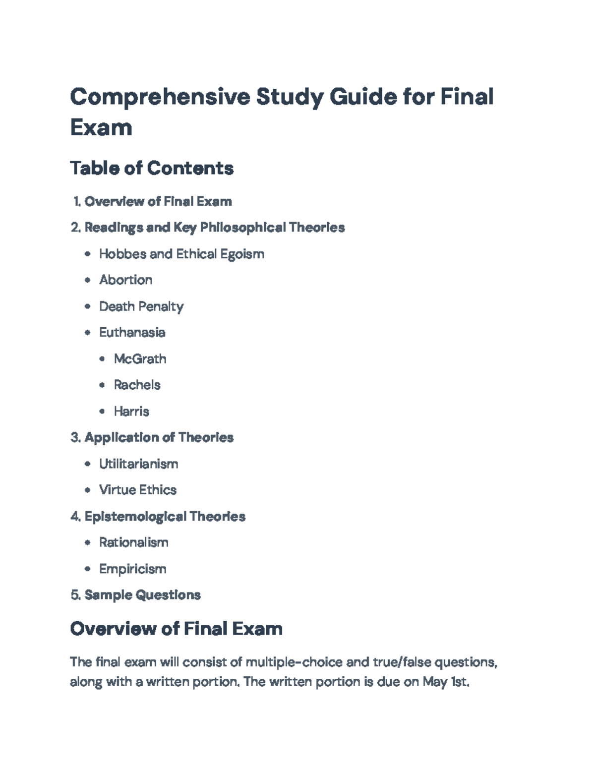 Comprehensive Study Guide for PHIL-101 Final Exam Preparation ...