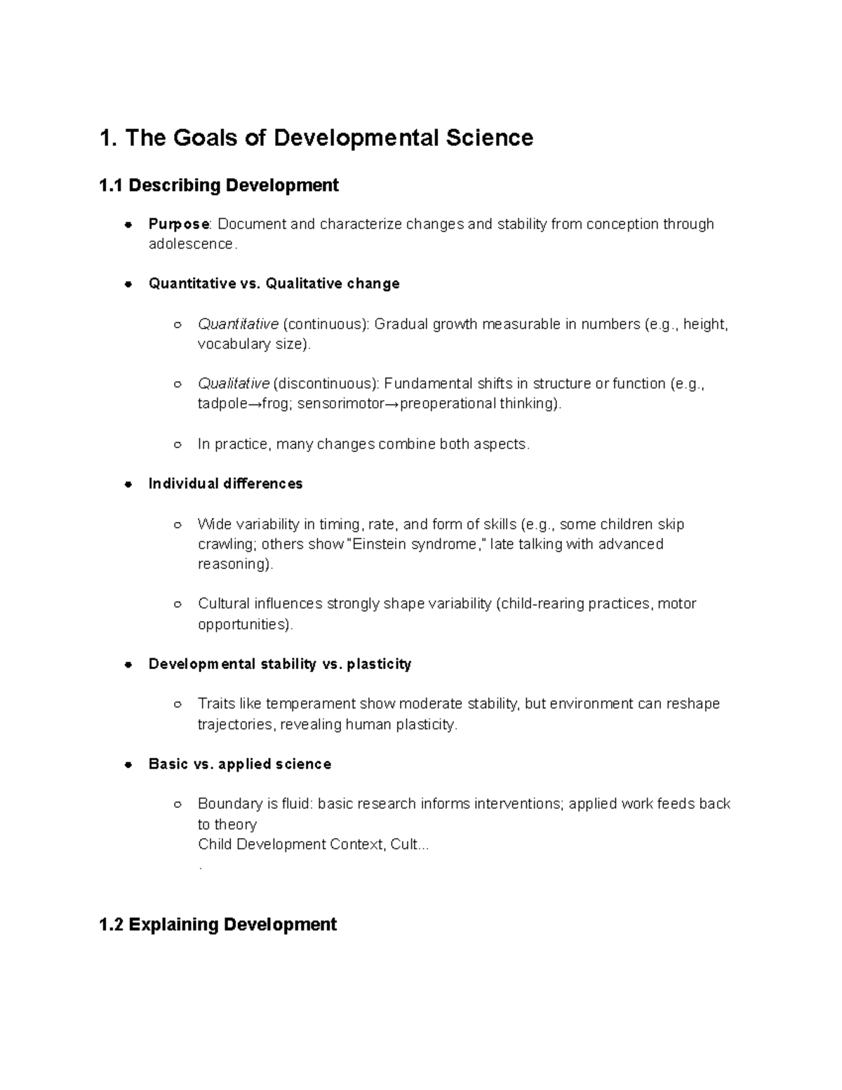 Child Development (CHD101): Goals and Theories in Developmental Science ...