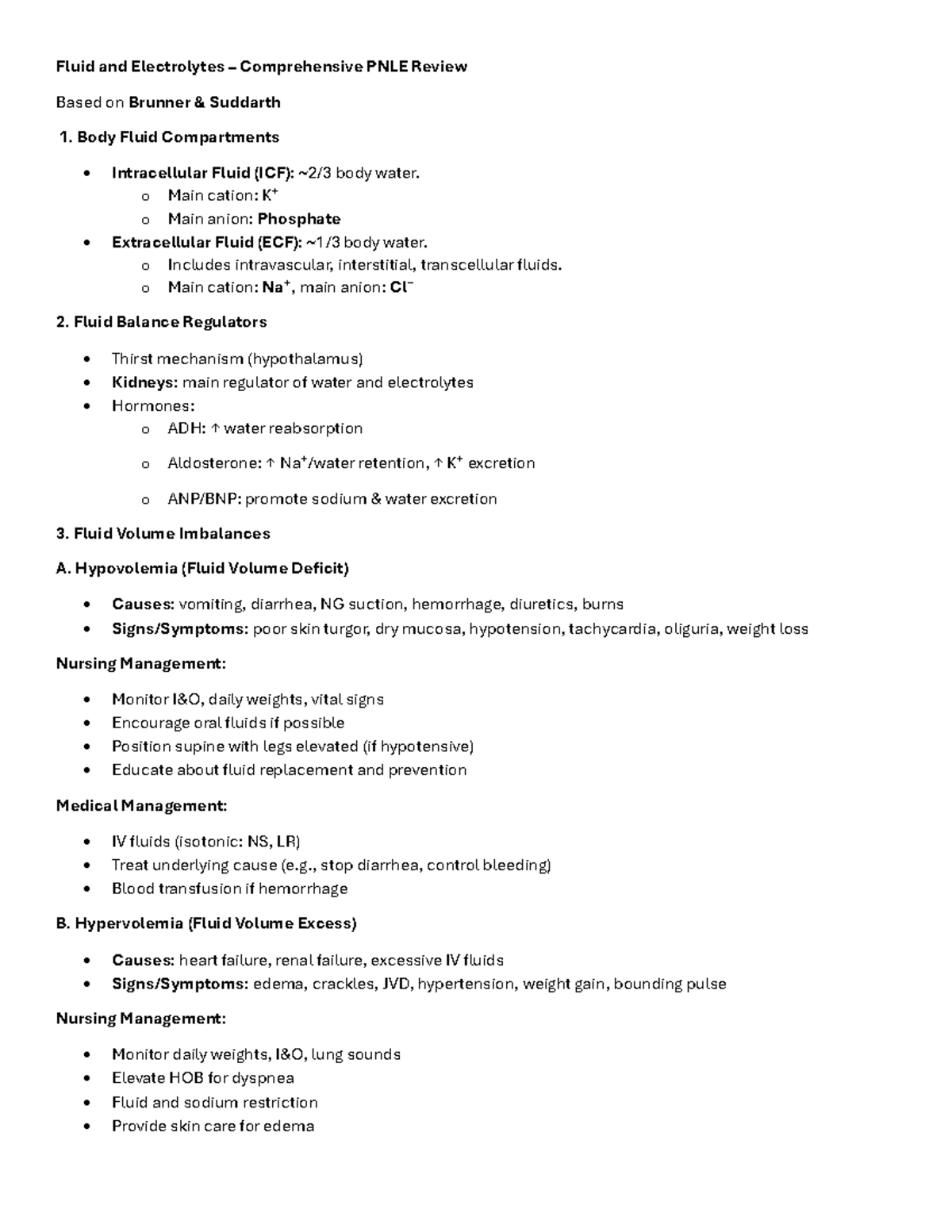 Fluid and Electrolytes PNLE Comprehensive Review: Key Concepts and ...