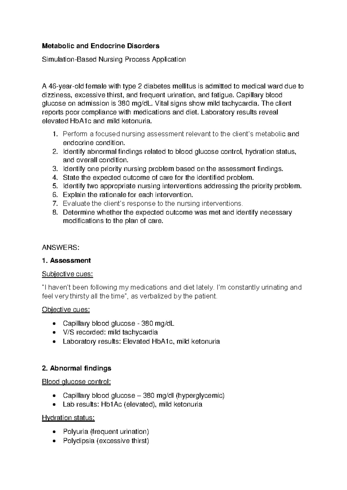 Nursing Process Application for Type 2 Diabetes Mellitus Management ...
