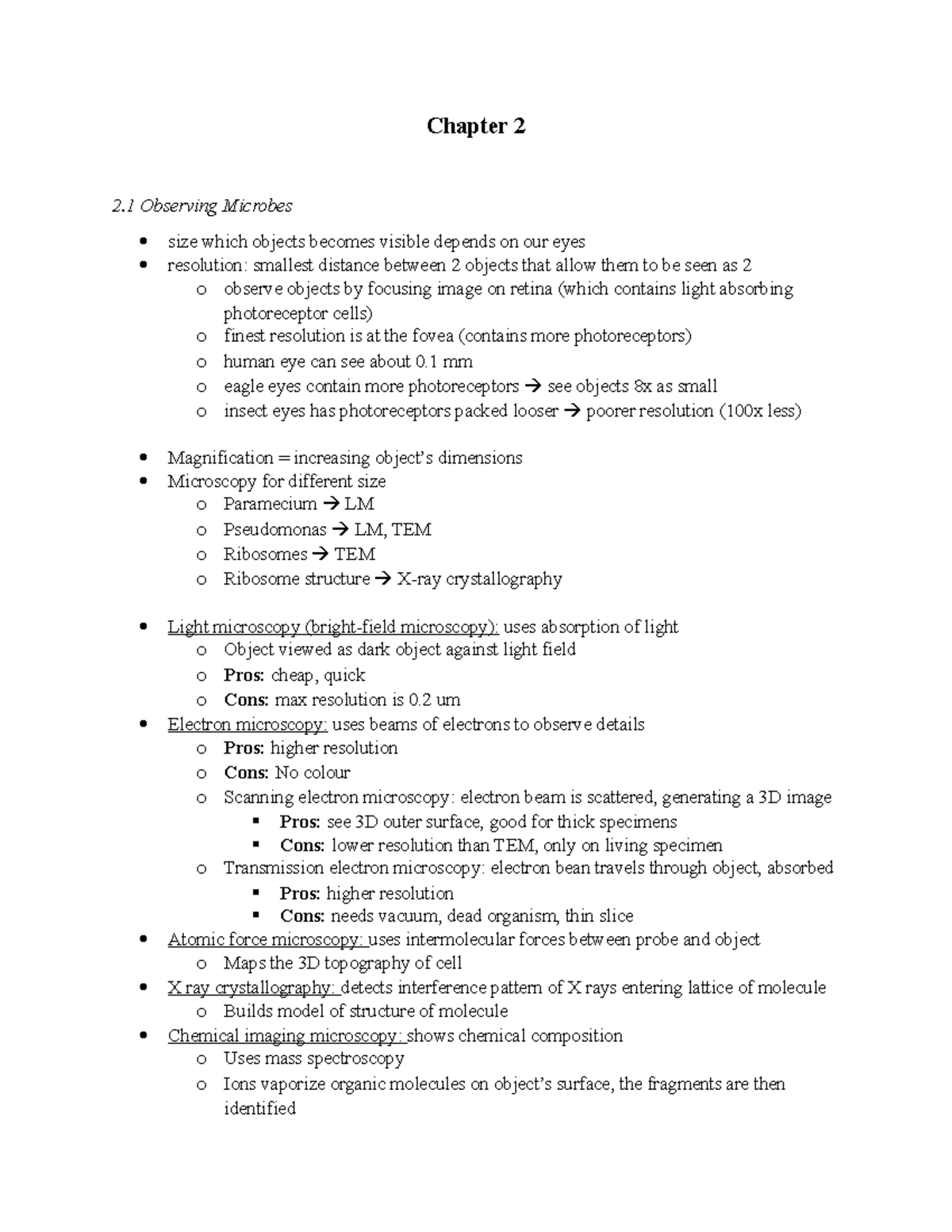 BIOL 101: Chapter 2 - Microscope Techniques and Observations Notes ...