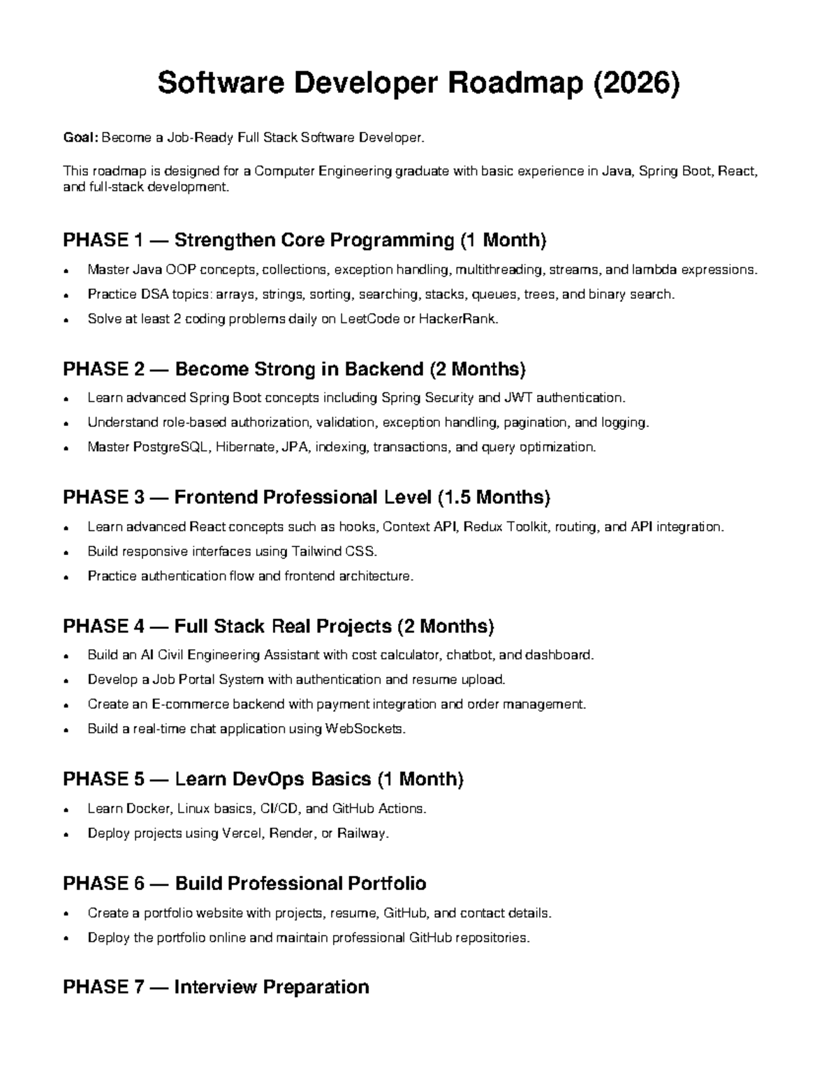 Software Developer Roadmap 2026: Full Stack Journey Guide - Studocu