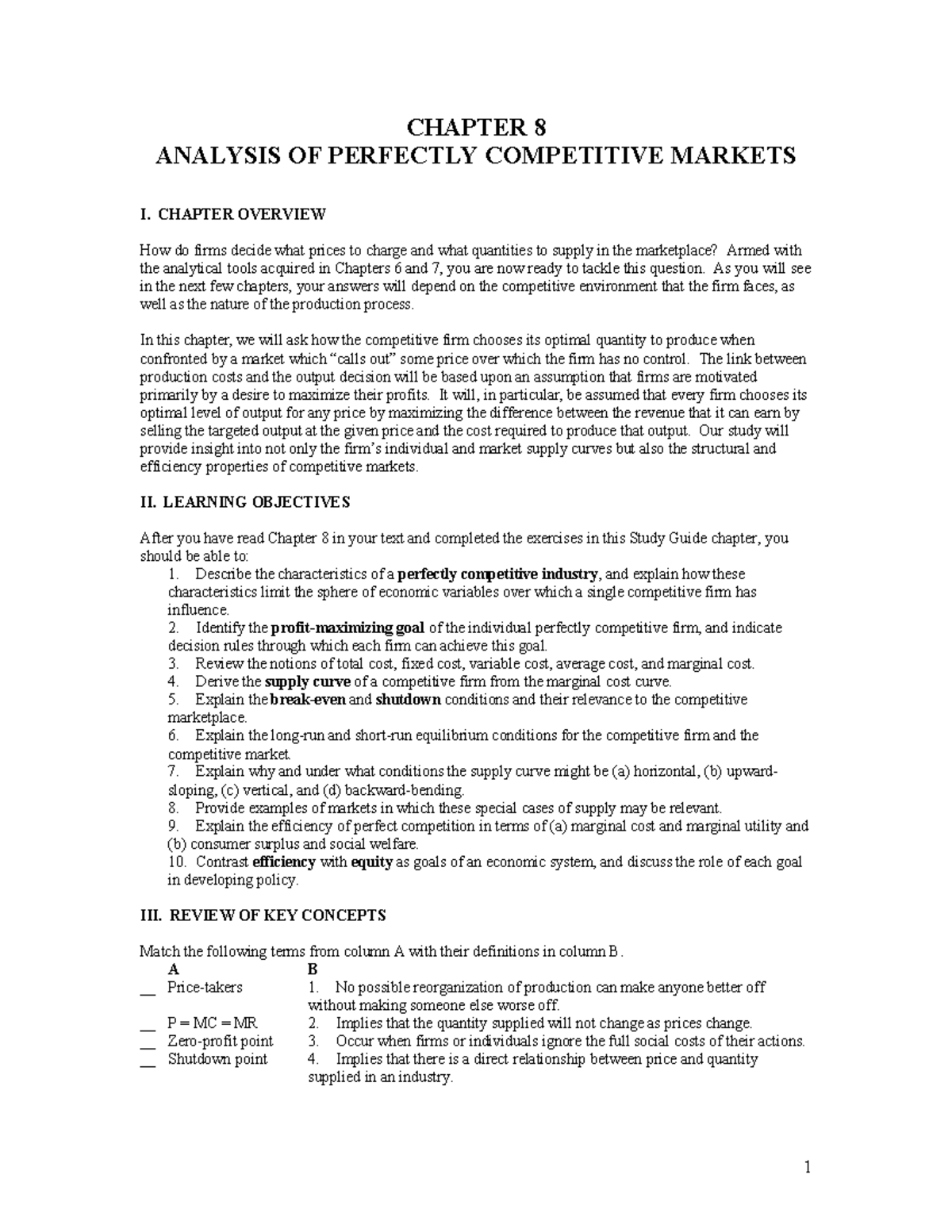 CHAPTER 8: ANALYSIS OF PERFECTLY COMPETITIVE MARKETS - Studocu