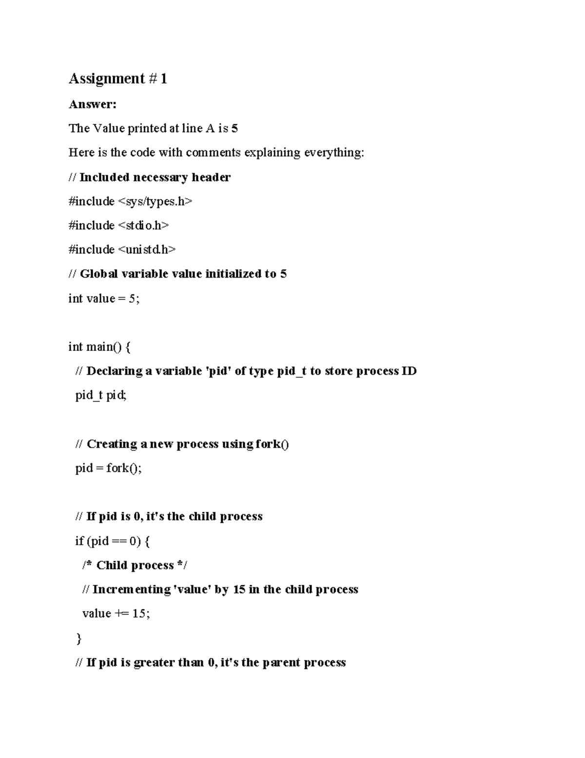 Cs604 - czxcxz - Assignment # 1 Answer: The Value printed at line A is ...
