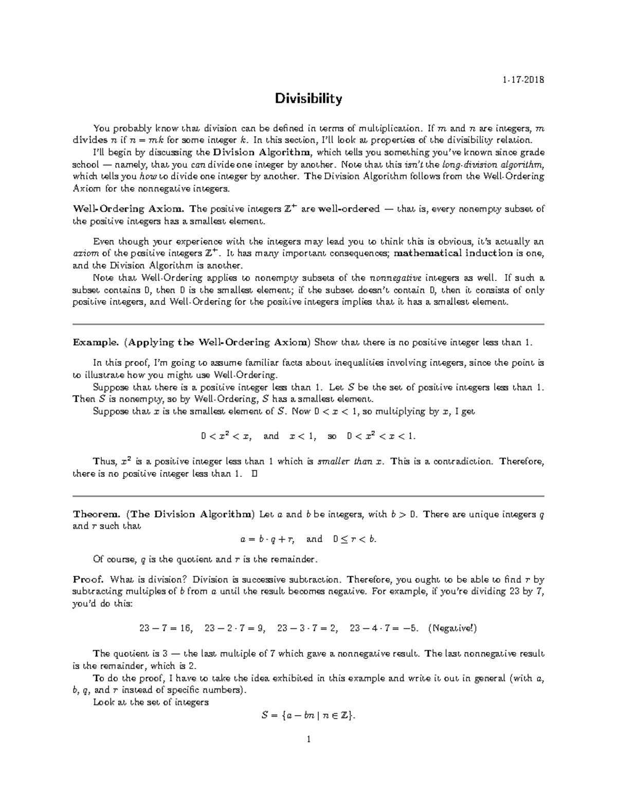 Divisibility Concepts and the Division Algorithm (MATH 101) - Studocu