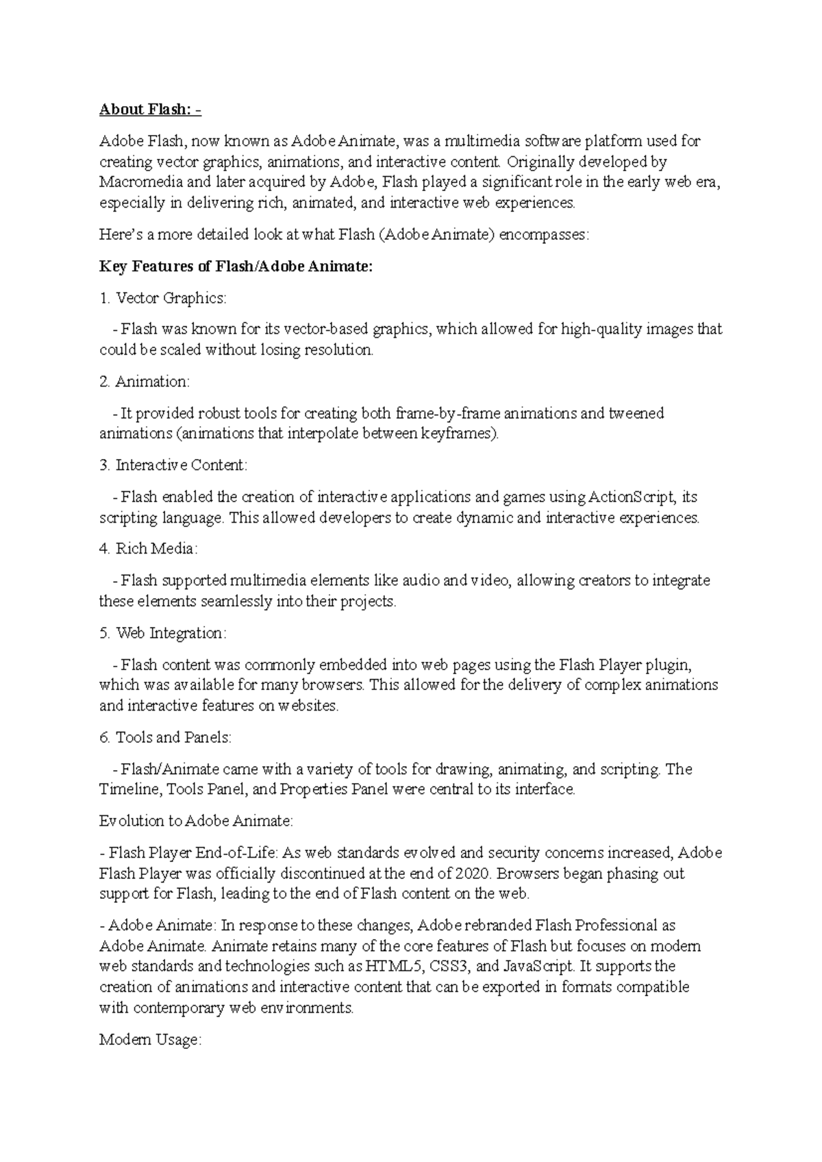 UNIT 4,5 Notes - Nothing to fill - About Flash: - Adobe Flash, now ...