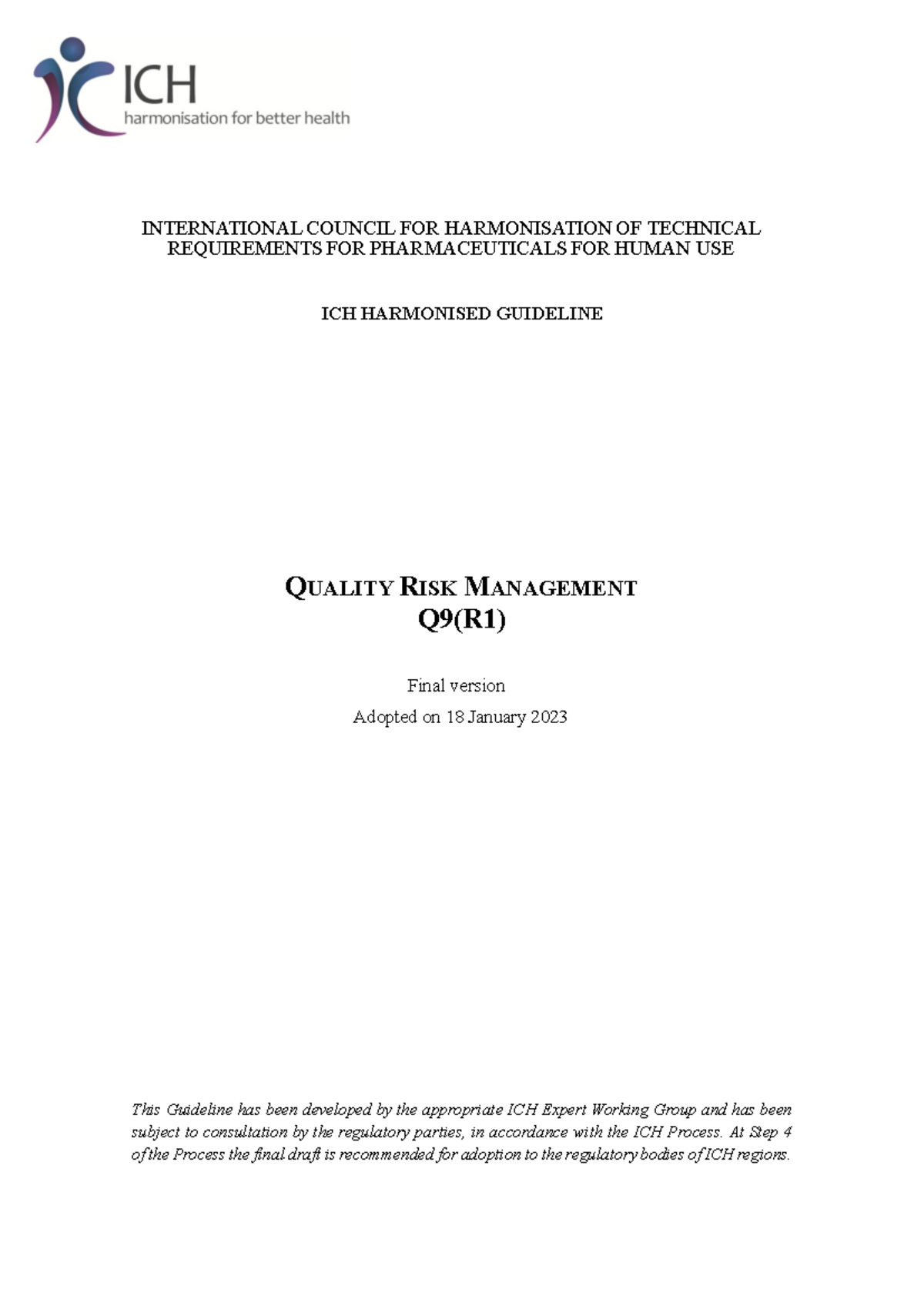 ICH Q9(R1) Guideline: Quality Risk Management Final Version (2023 ...