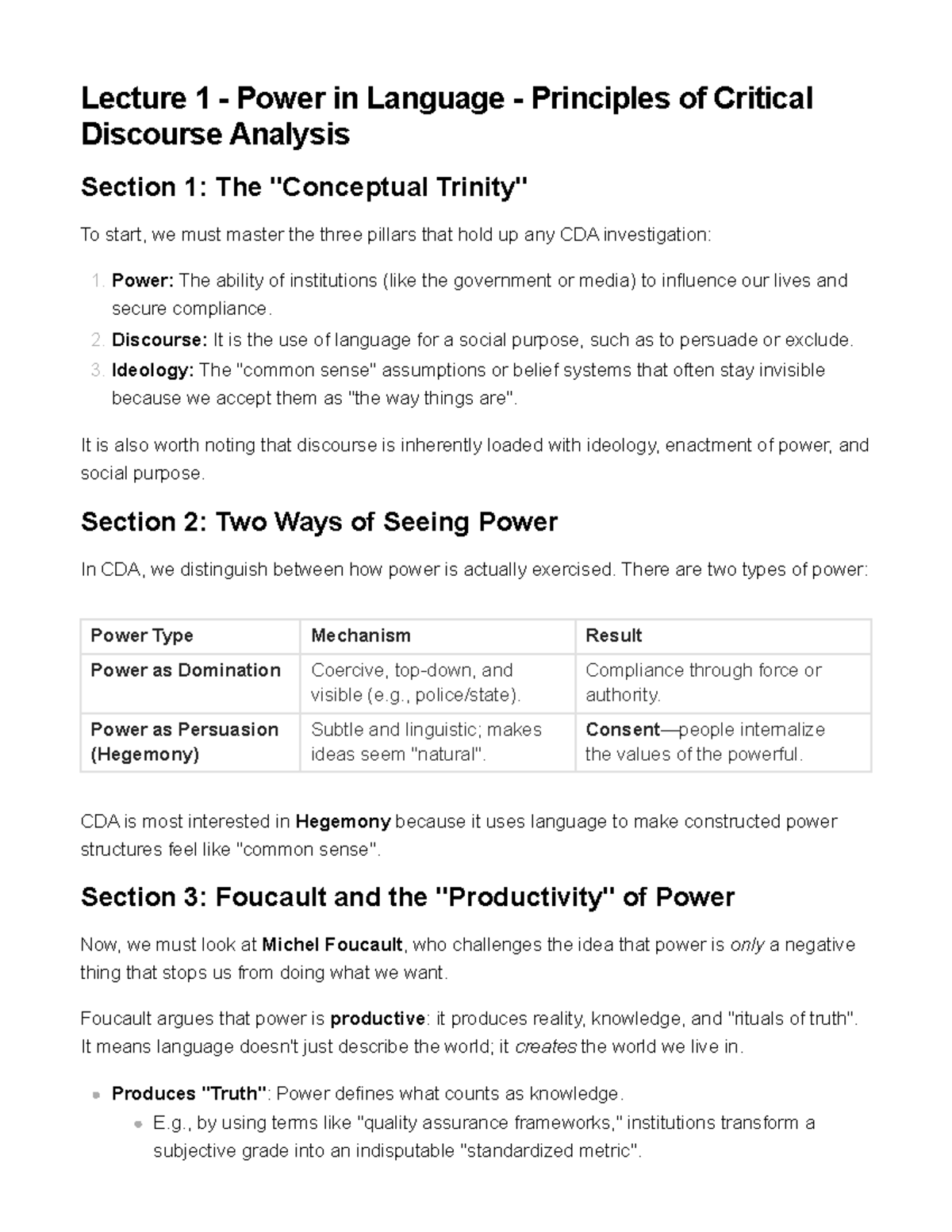 Lecture 1: Power in Language - Principles of CDA Analysis - Studocu