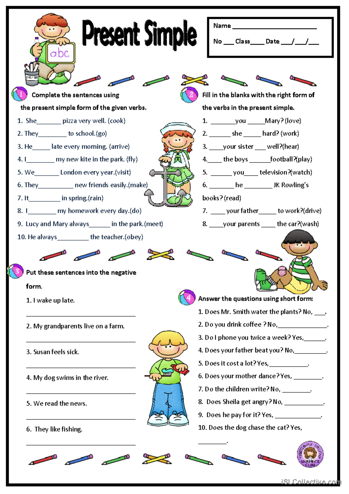 Present Simple - Fill in the Blanks & Sentence Transformation - Studocu