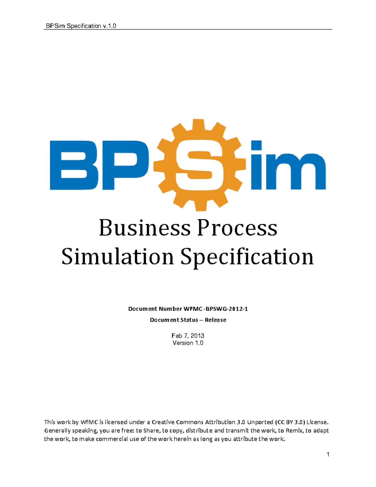 BPSim Specification v1.0: Business Process Simulation Framework - Studocu