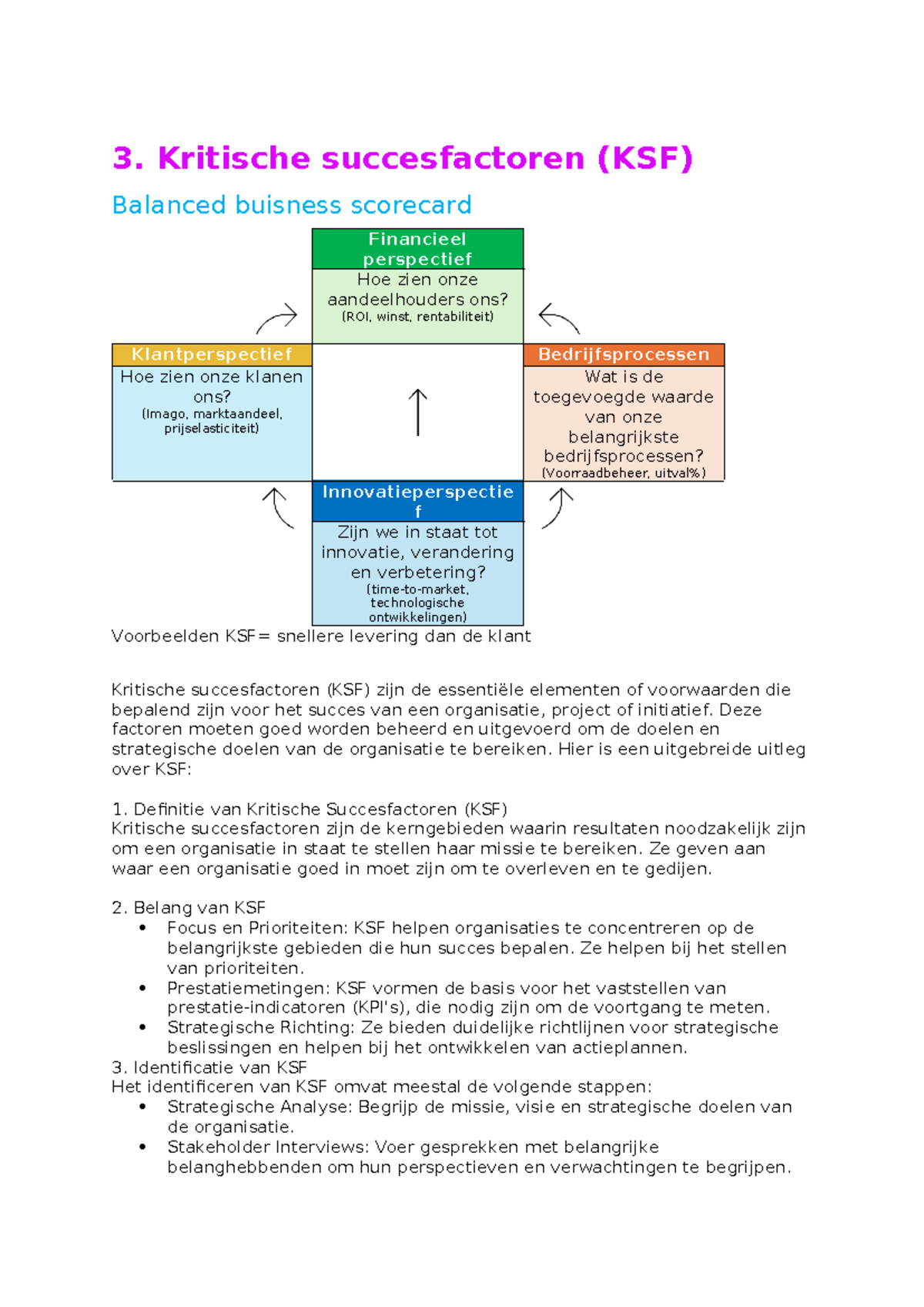Kritische Succesfactoren (KSF) en de Balanced Business Scorecard ...