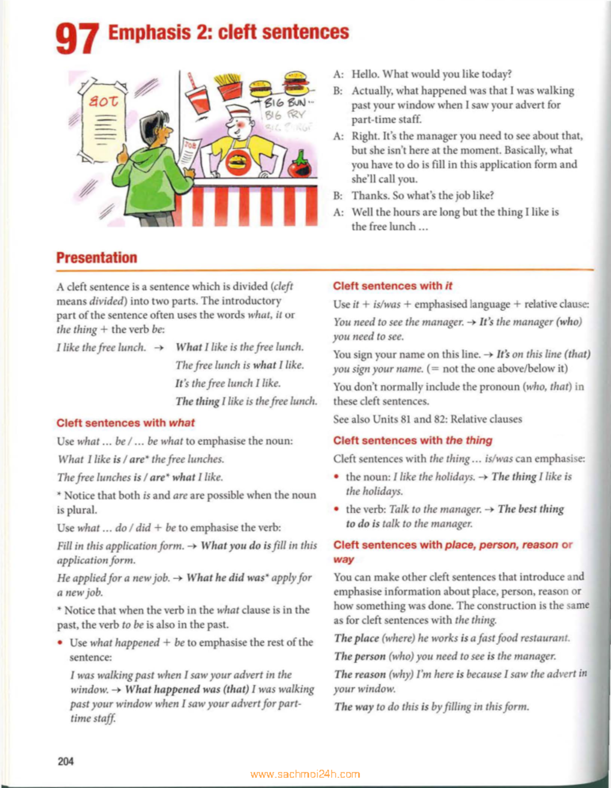 Cleft sentences - Summary Advanced Grammar in Use - 97 Emphasis 2 ...