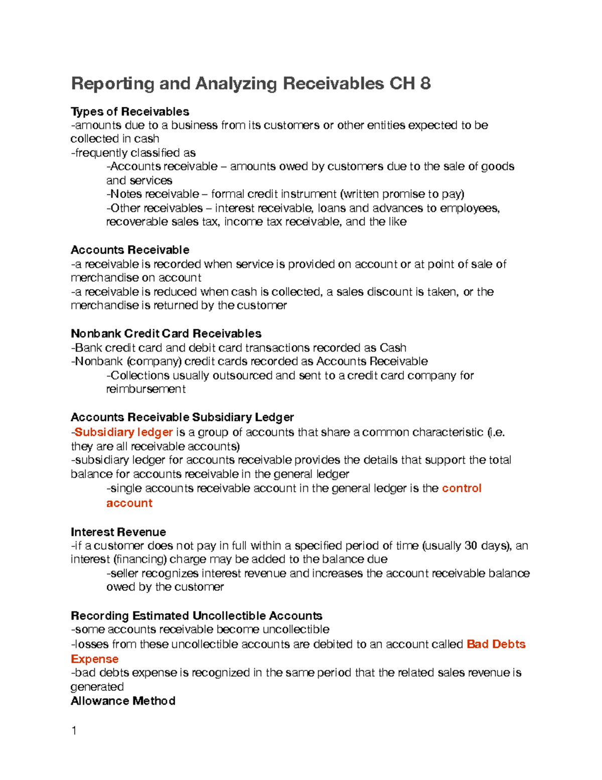 ADM 1340 Reporting and Analyzing Receivables & Long-Lived Assets Notes ...