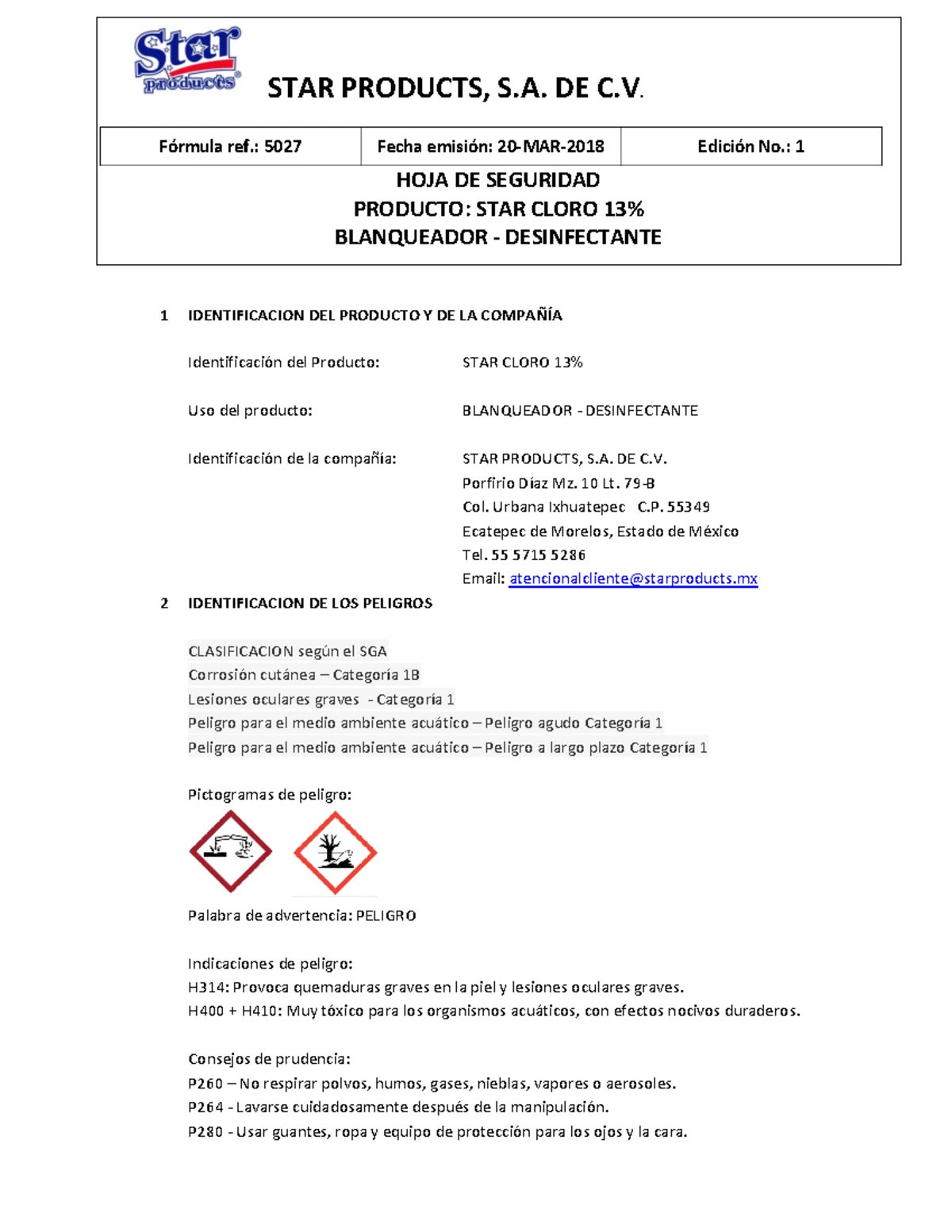 Hoja de Datos de Seguridad GHS del Aerosol 3-en-Uno 520440 - Studocu