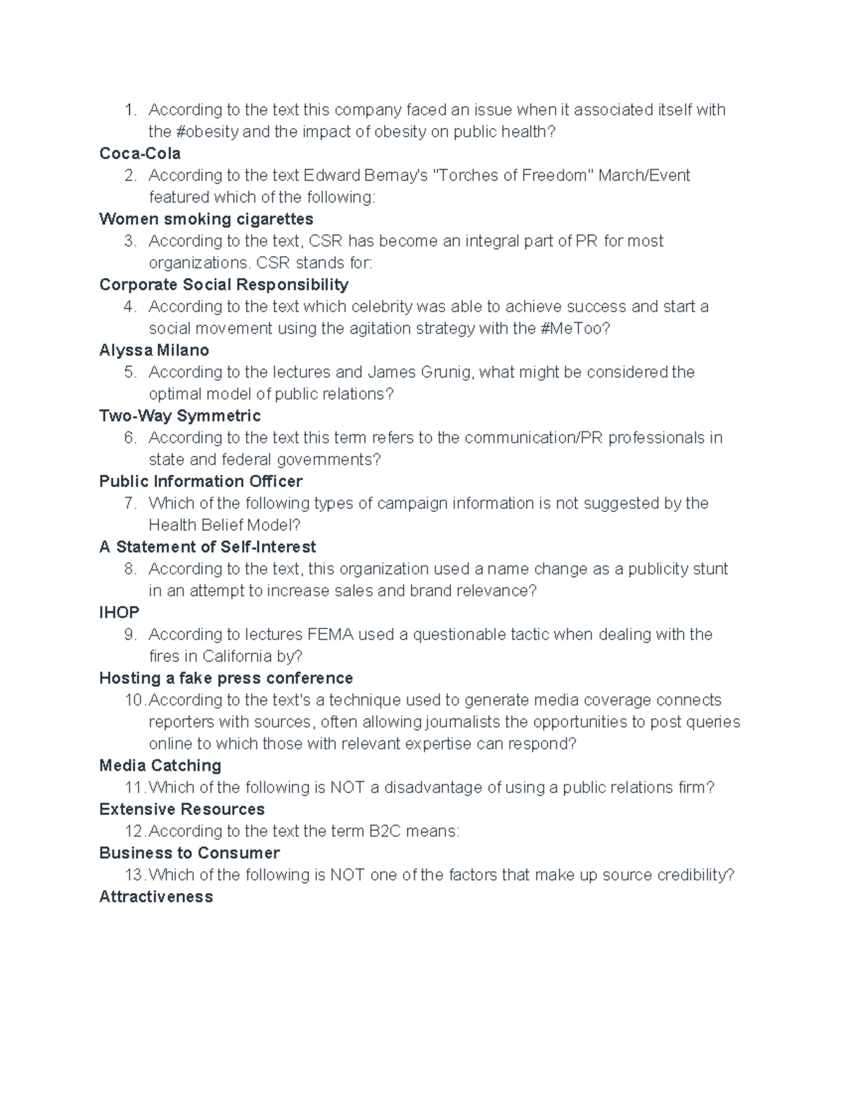 COMM 361 Test #1 Study Guide - Public Relations Concepts and Ethics ...