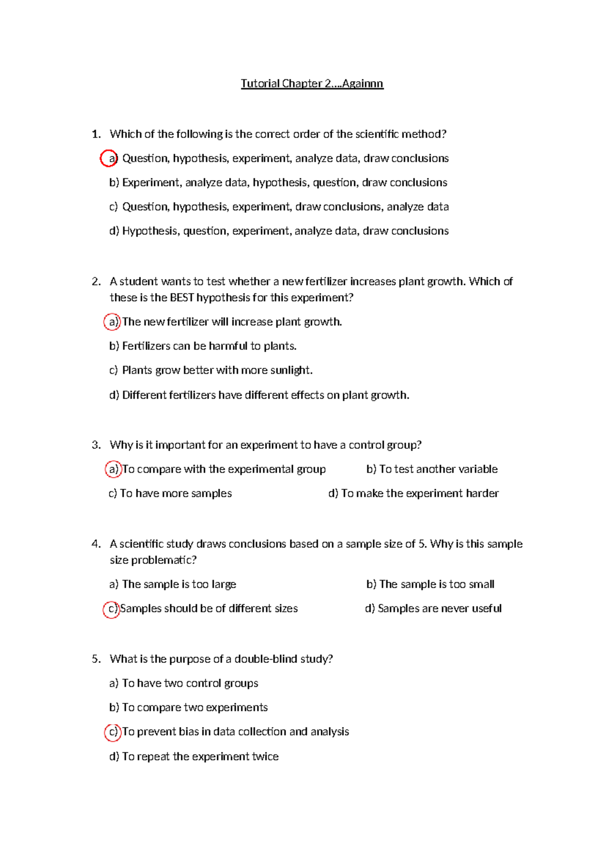 Bio 101 Tutorial Chapter 2: Understanding the Scientific Method - Studocu