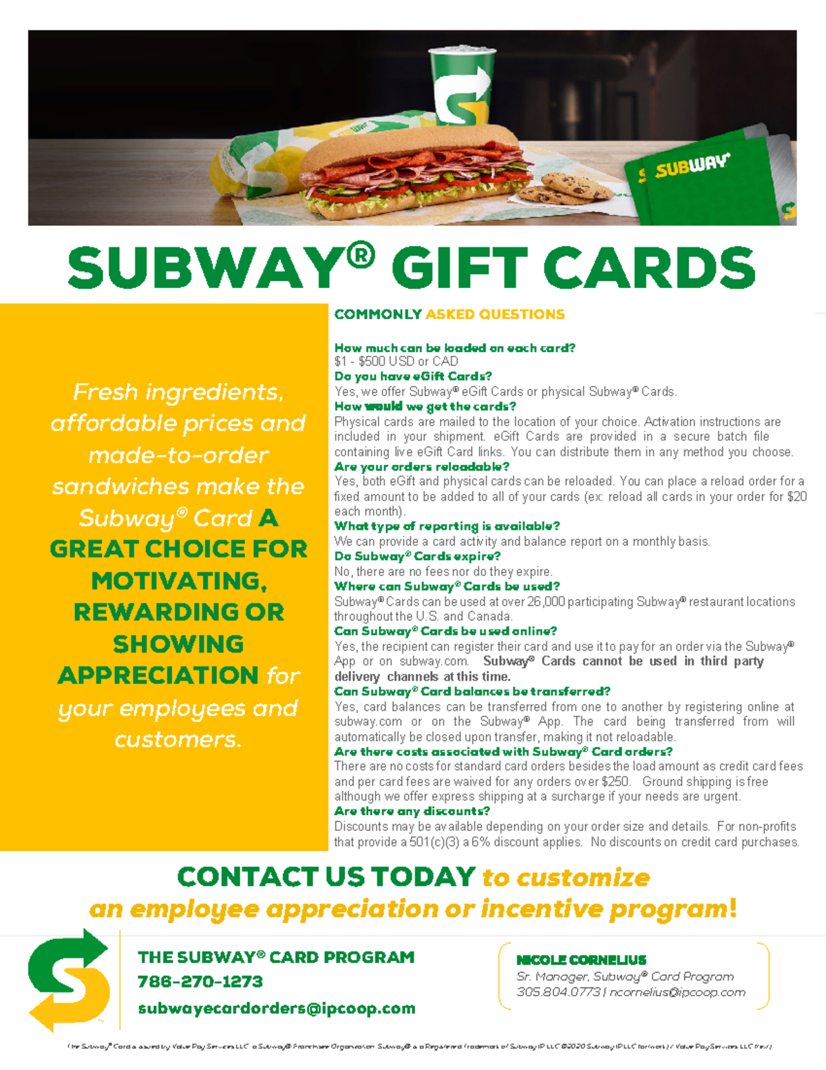 SUBWAY GIFT CARDS BULK ORDER FORM & FAQs - Studocu