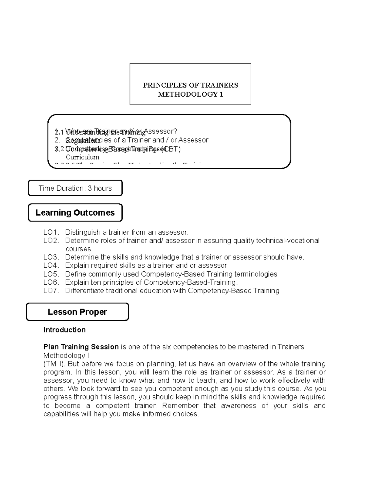 Understanding Trainers Methodology I (TM I) Principles and Roles - Studocu