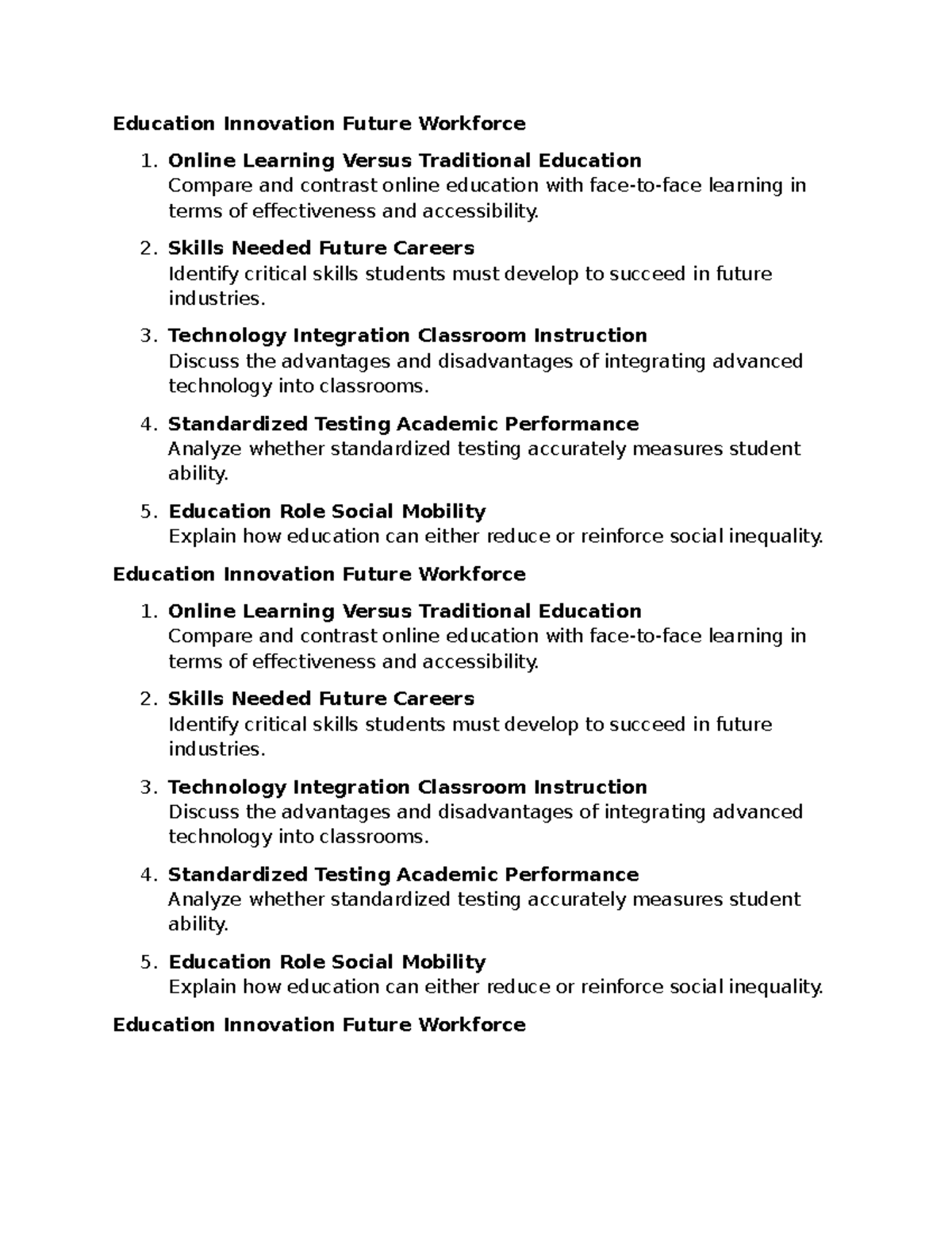 EDU 101: Innovations in Education & Future Workforce Insights - Studocu