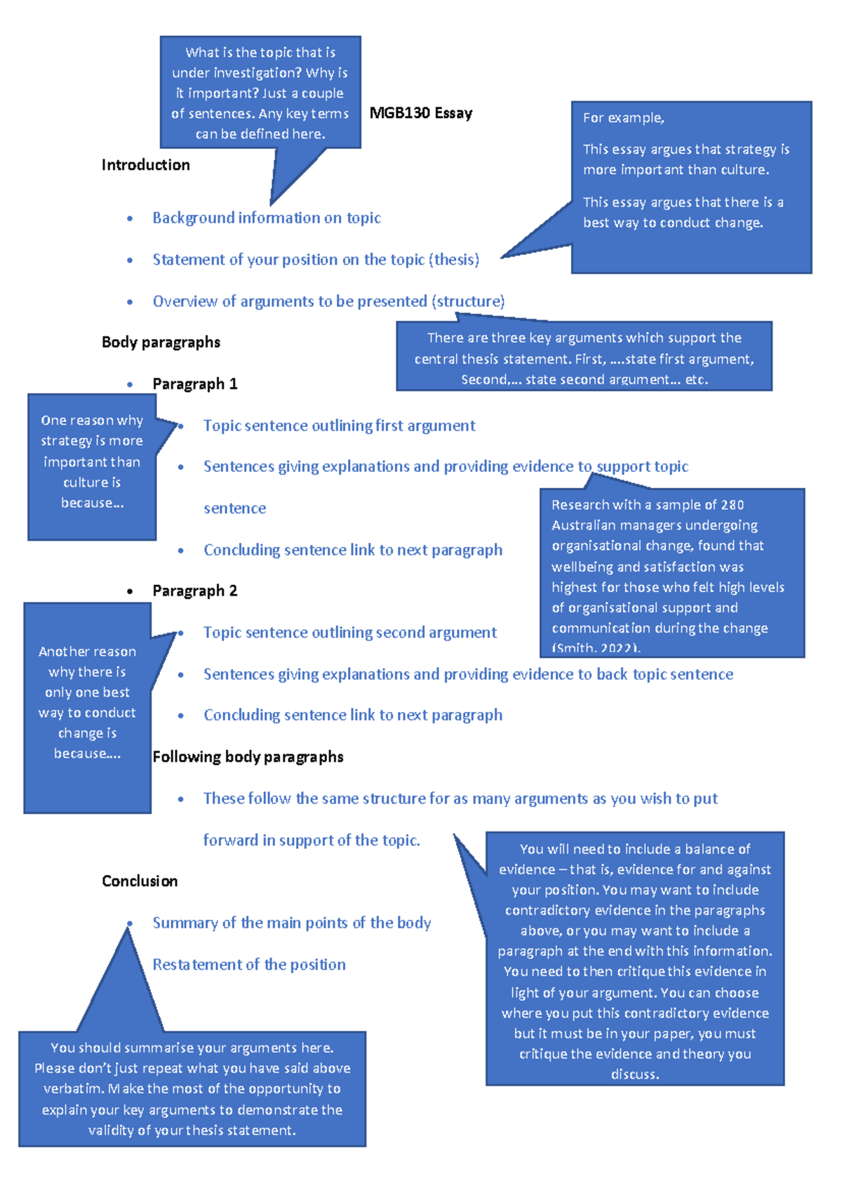 MGB130 Final Essay Structure and Tips for Effective Arguments - Studocu